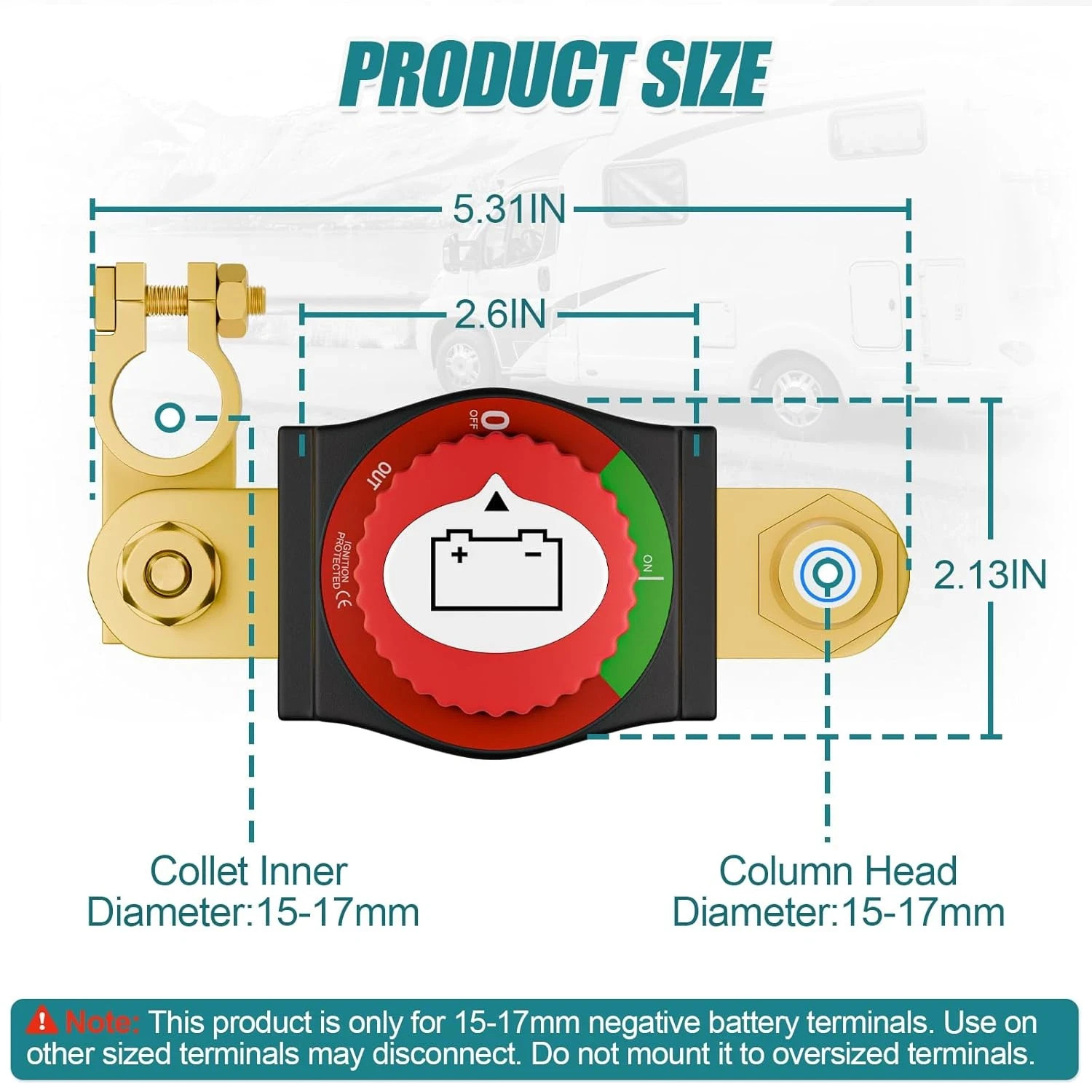 Top Post Battery Disconnect Switch, 12-48V Heavy-Duty Battery Kill Switch for Ca