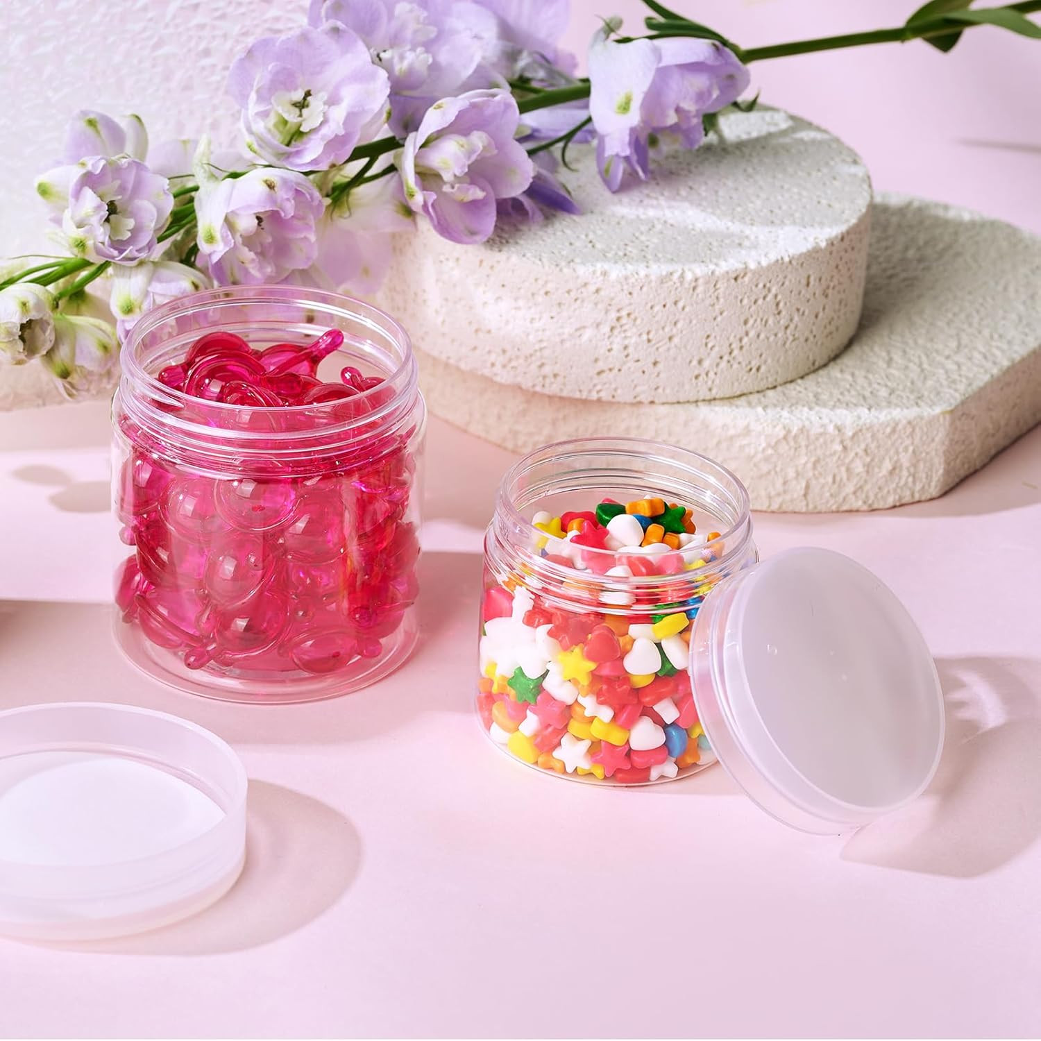 36 Pack 4 OZ Plastic Jars round Clear Cosmetic Container Jars with Clear Lids, P