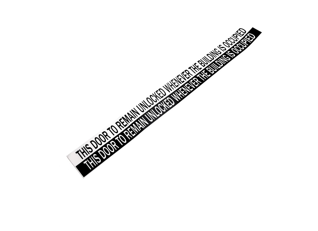 FHC DRU2SB 'Door To Remain Unlocked' - Single Door Decal - Clear/Black