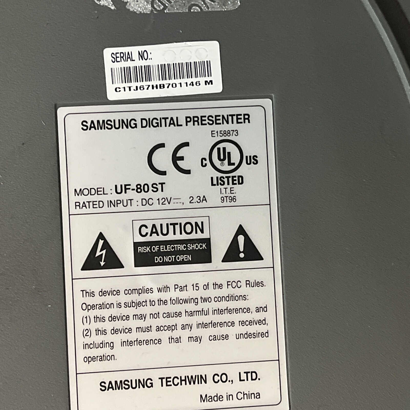 SAMSUNG UF-80ST DIGITAL VISUAL PRESENTER