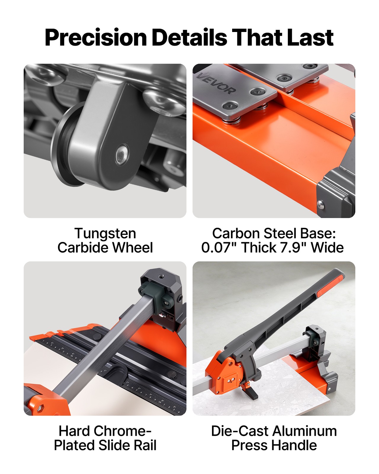 VEVOR 47.2-Inch Manual Tile Cutter Spring-Loaded Base Adjustable Angle Fence