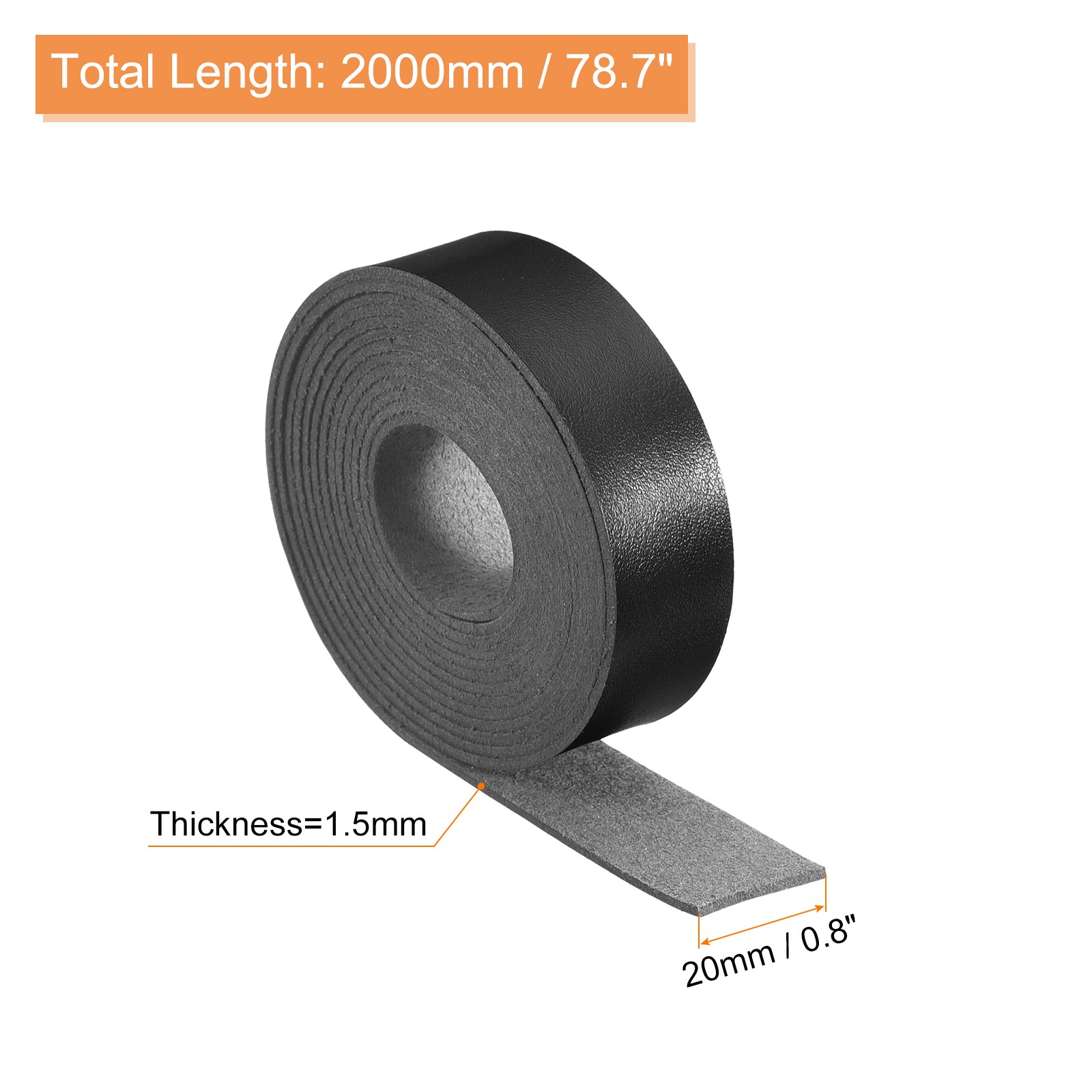 Leather Straps for Crafts, 3/4" Wide Leather Strips(Black)
