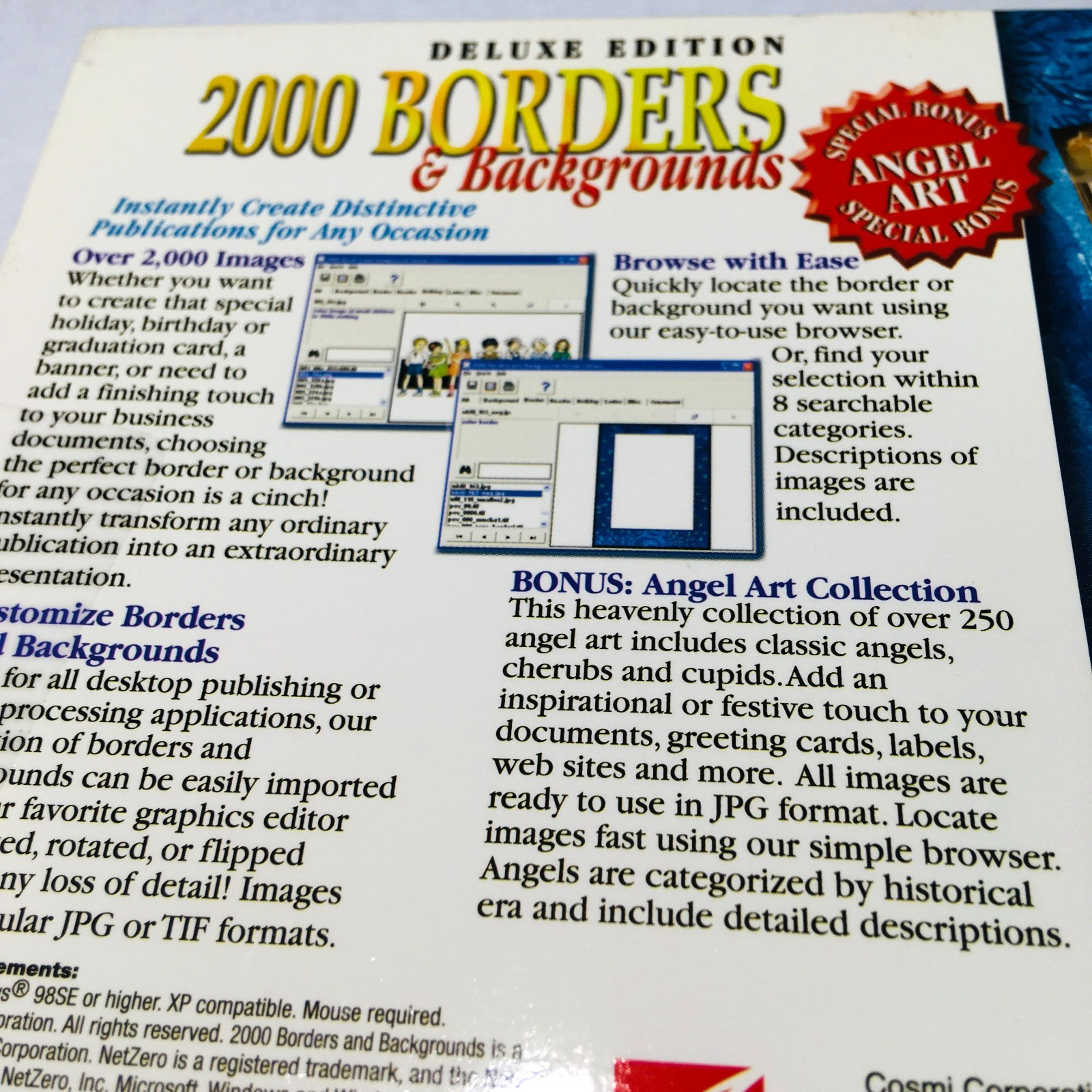 2000 Borders & Backgrounds Deluxe Edition PC CD ROM Windows 98SE XP Compatible