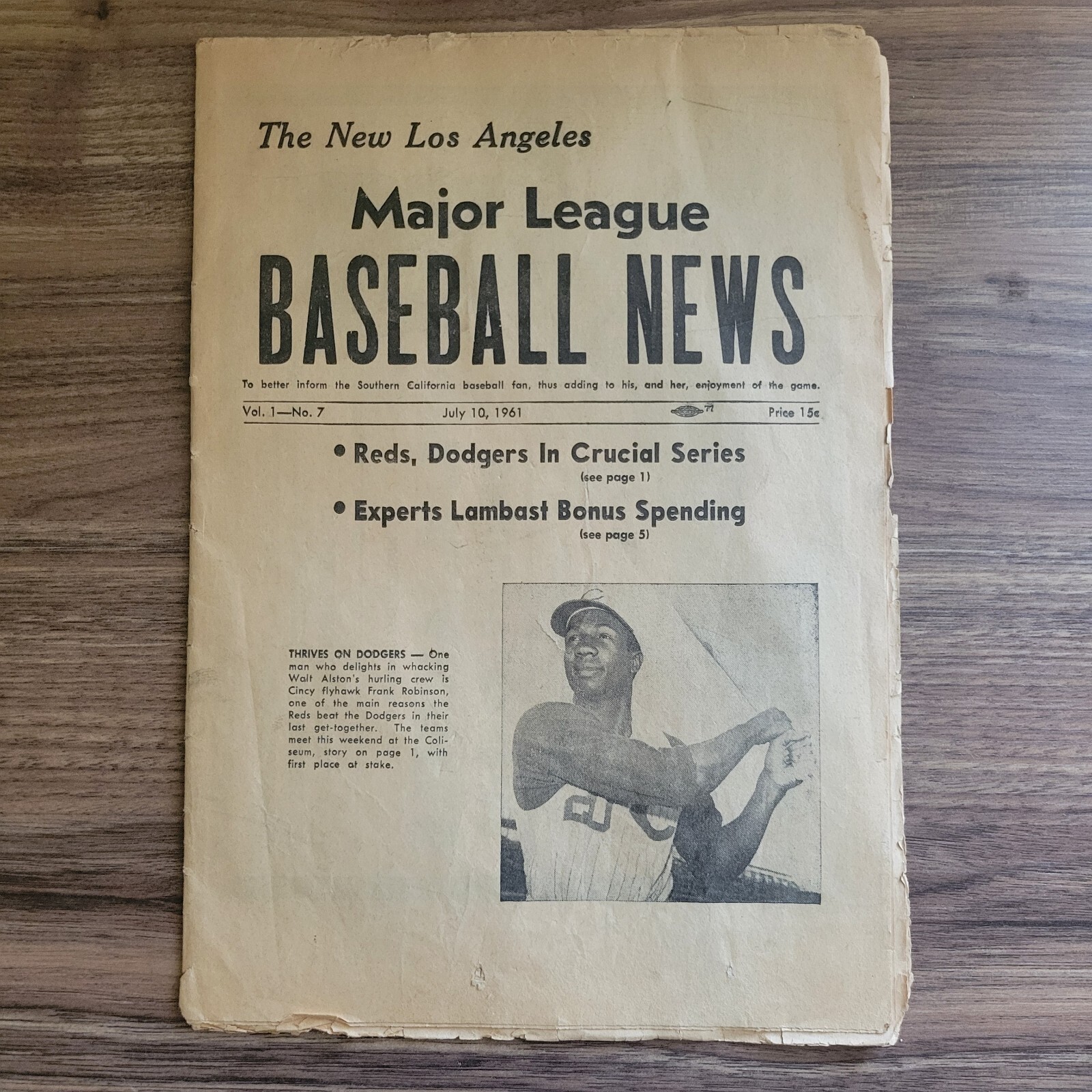 July 10 1961 Major League Baseball News LA Frank Robinson Cover Marris Watch