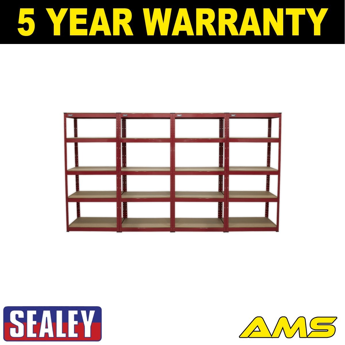Sealey Racking Unit with 5 Shelves 150kg Capacity Per Level Set of 4 AP6150COMBO