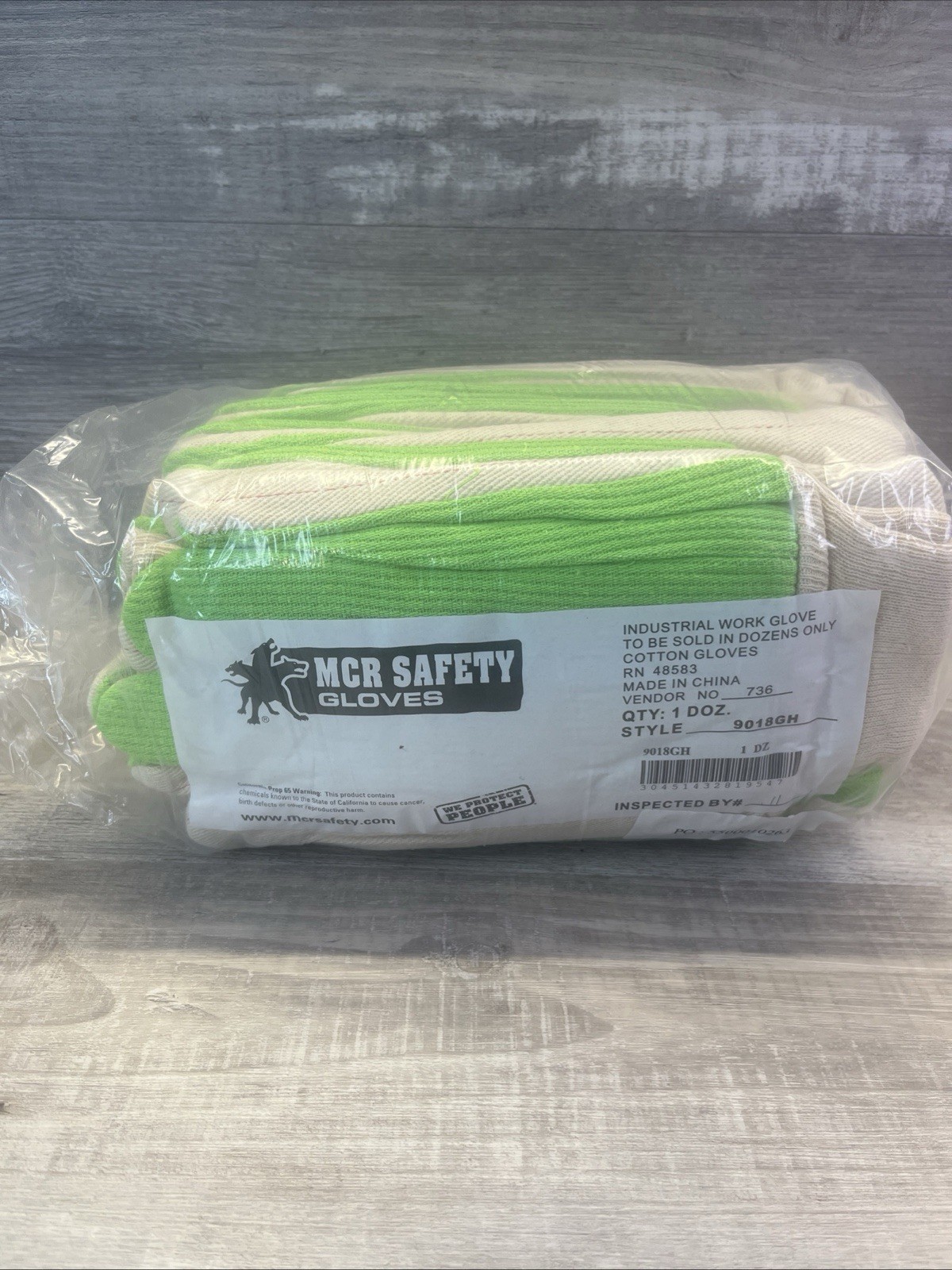 MCR Safety 12 Pack Double Palm Work Gloves Cotton Canvas Green Garden