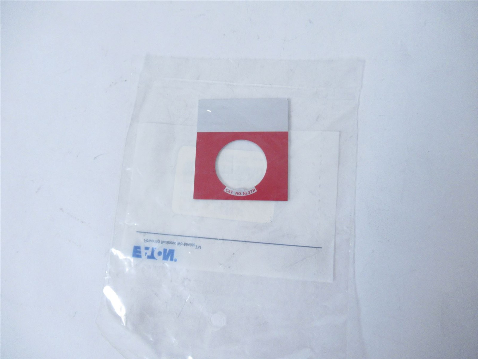 240462 New In Box; Eaton E22NL37 Legend Plate - Blank; Red