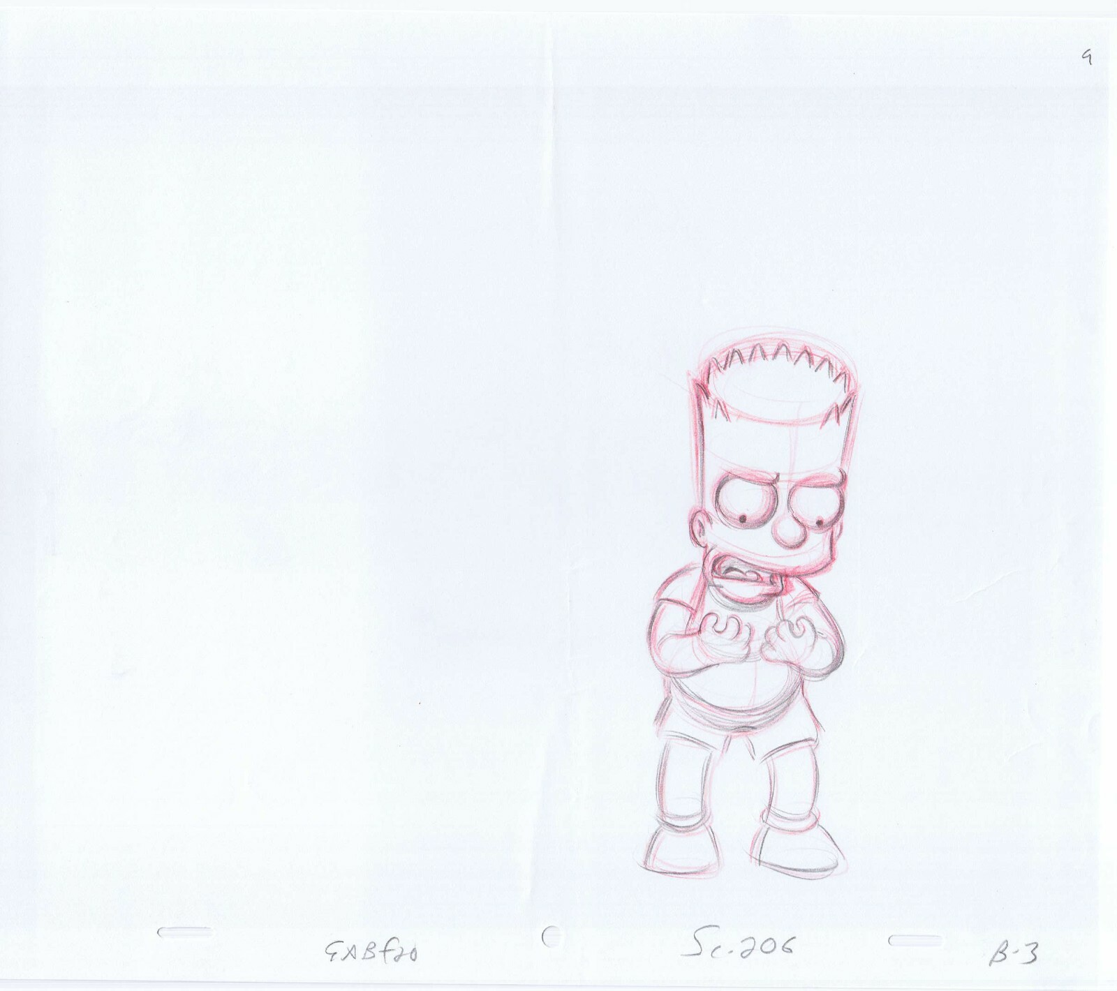 Simpsons Bart 2003 Original Art w/COA Animation Production Pencils SC-206 B-3