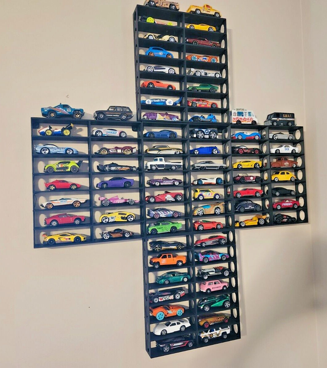 5 pack 14 Car Wall Mount Hot Wheels 1:64 Matchbox Display Shelf Toy Storage