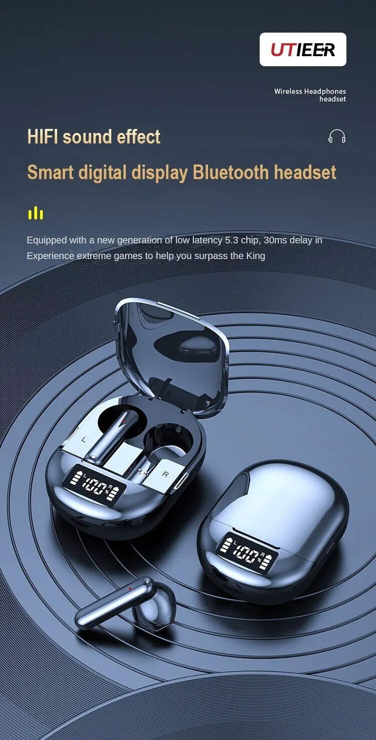 K40 Wireless Bluetooth Tws Digital Display Low Latency Stereo In Ear Bluetooth