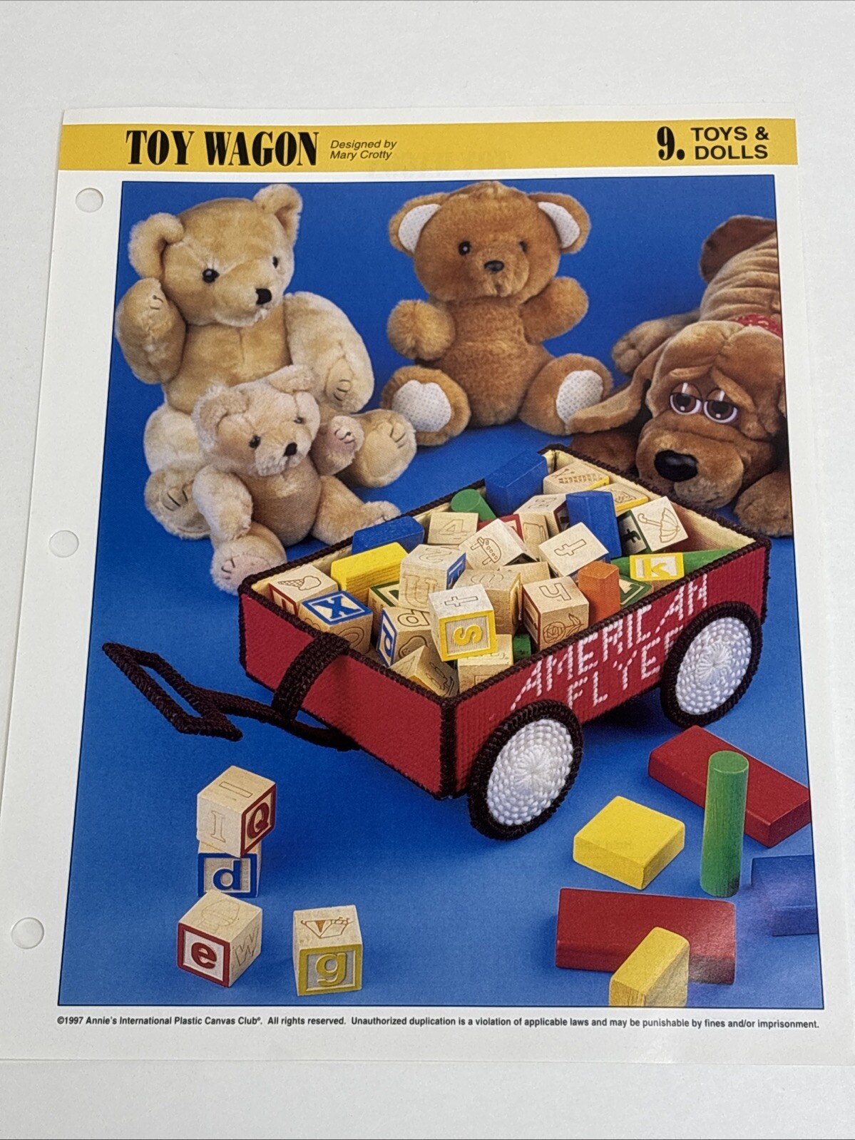 Toy Wagon Annie's Attic Plastic Canvas Pattern Page