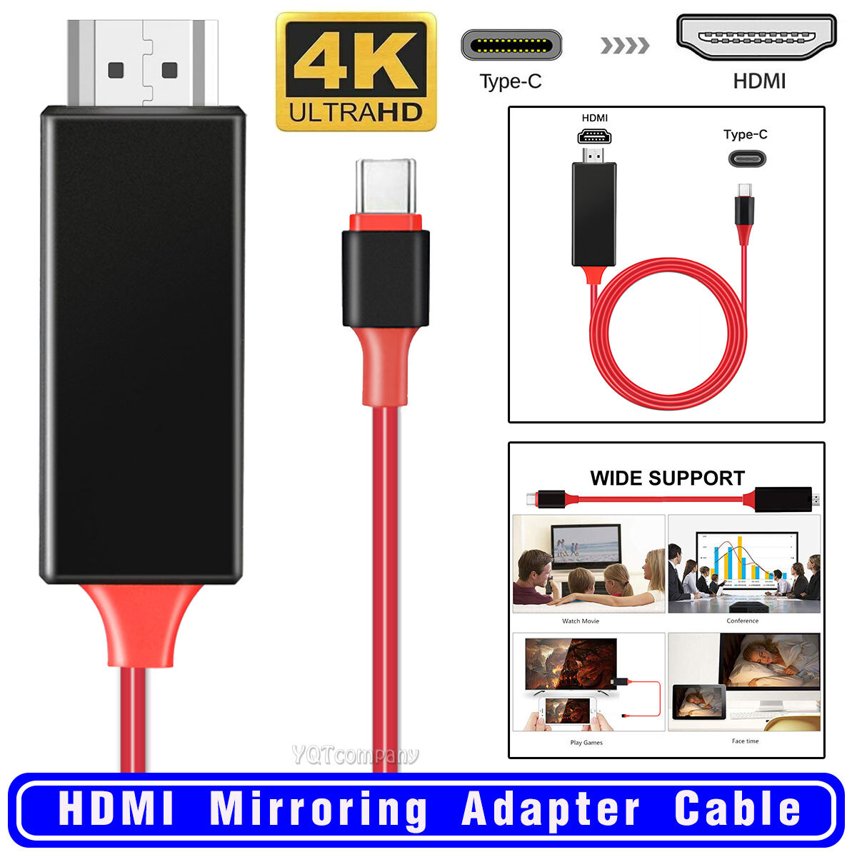 USB C to HDMI Cable Phone to HDTV HDMI Adapter 6FT For iPhone 17 Pro Max Air 17e