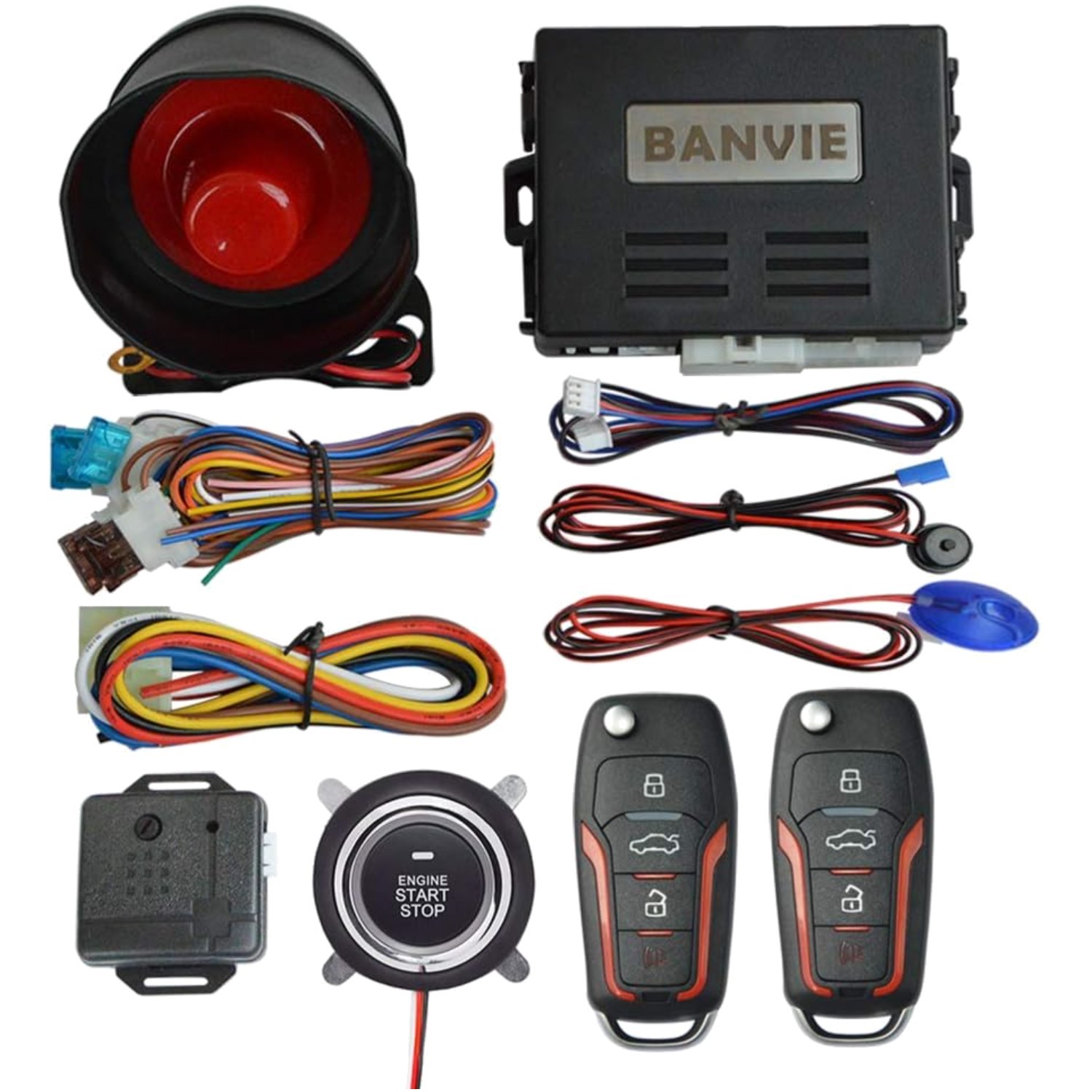 Keyless Entry Security Alarm System with Remote Engine Start - Universal Fit