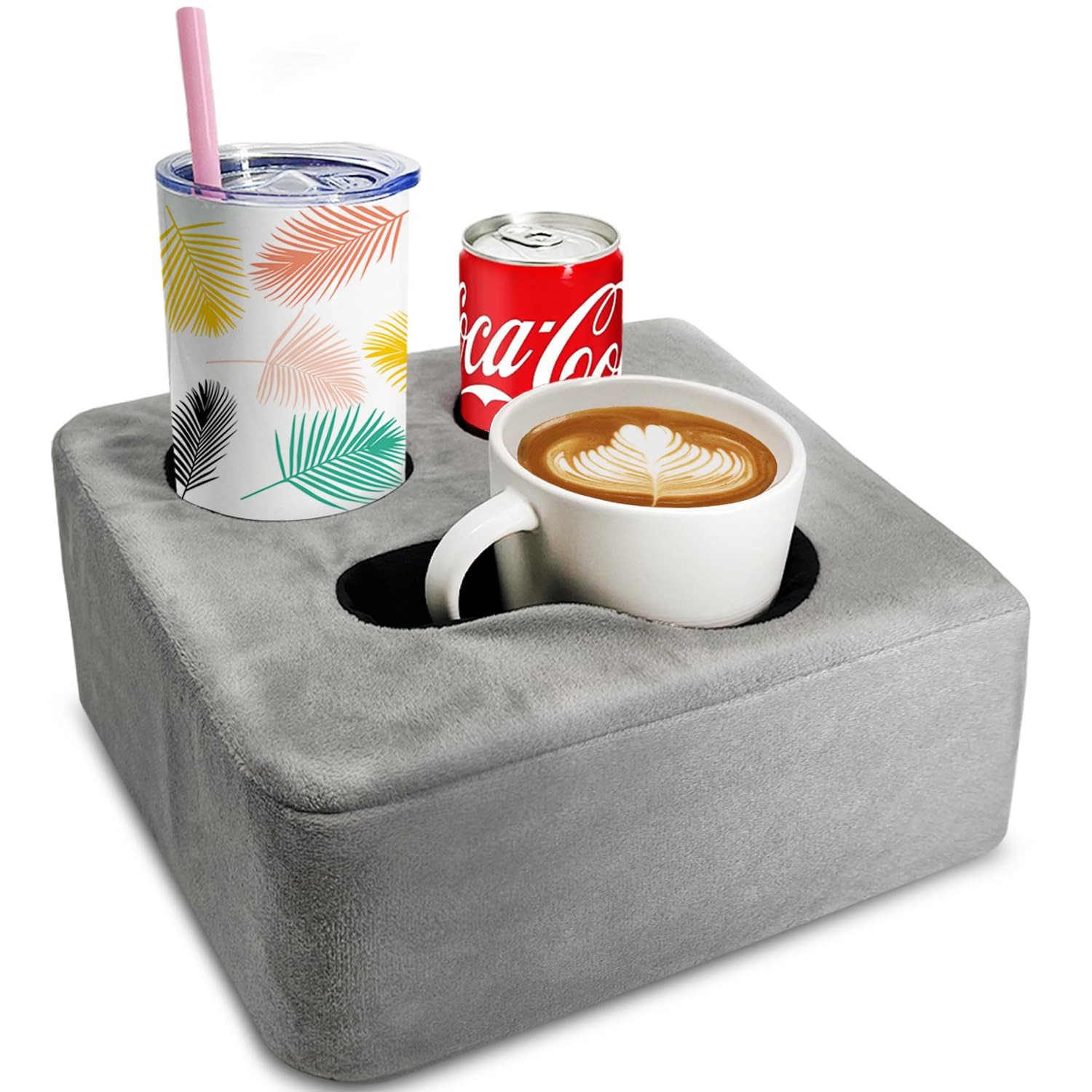 Couch Cup Holder Pillow Tray & Caddy - for Sofa, Bed, Car, Man Cave | Keep Dr...