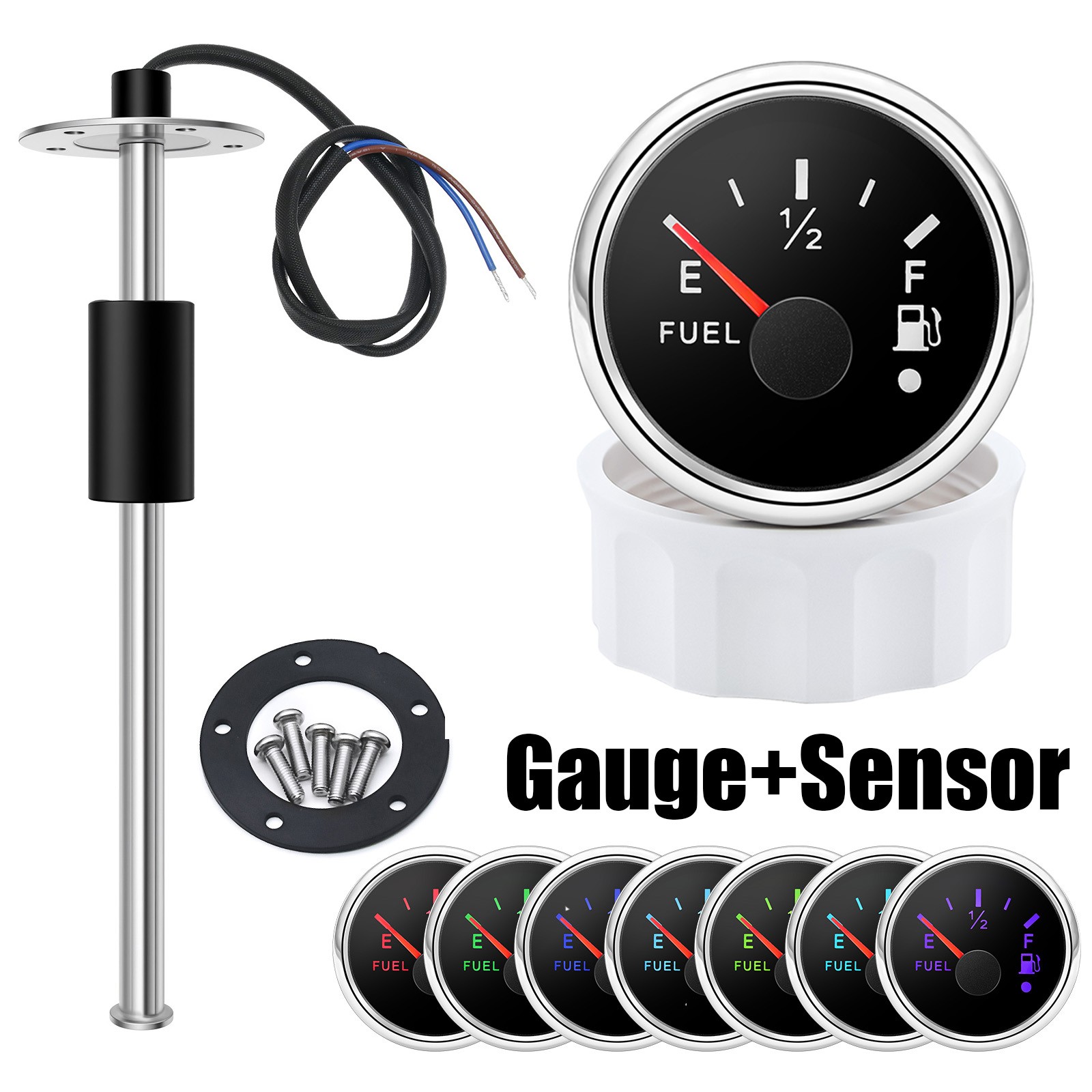 Fuel Level Sending Unit with 52mm Fuel Gauge Boat Fuel Oil Level Sender Gas Tank