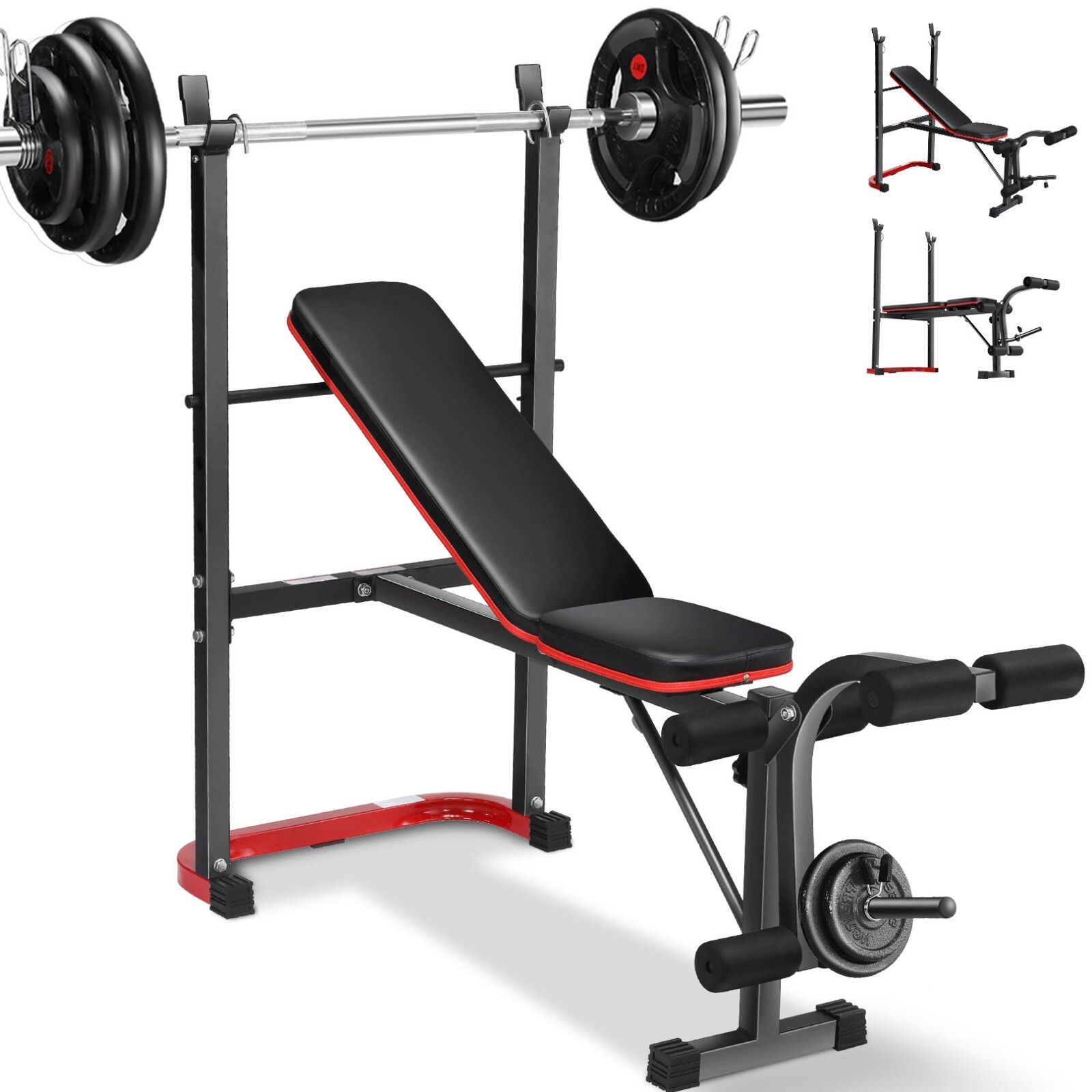 Adjustable Weight Bench Set with Squat Rack, Leg Developer & Preacher Curl Pad-⭐