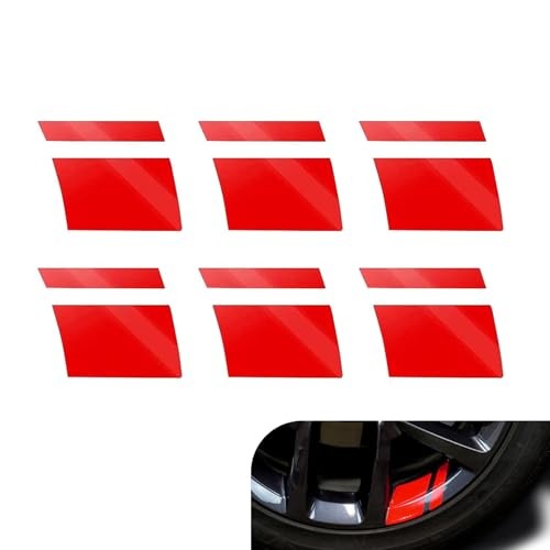 Car Reflective Stickers, Car Wheel Rim Stripe Decals, Universal 6 PCS Red