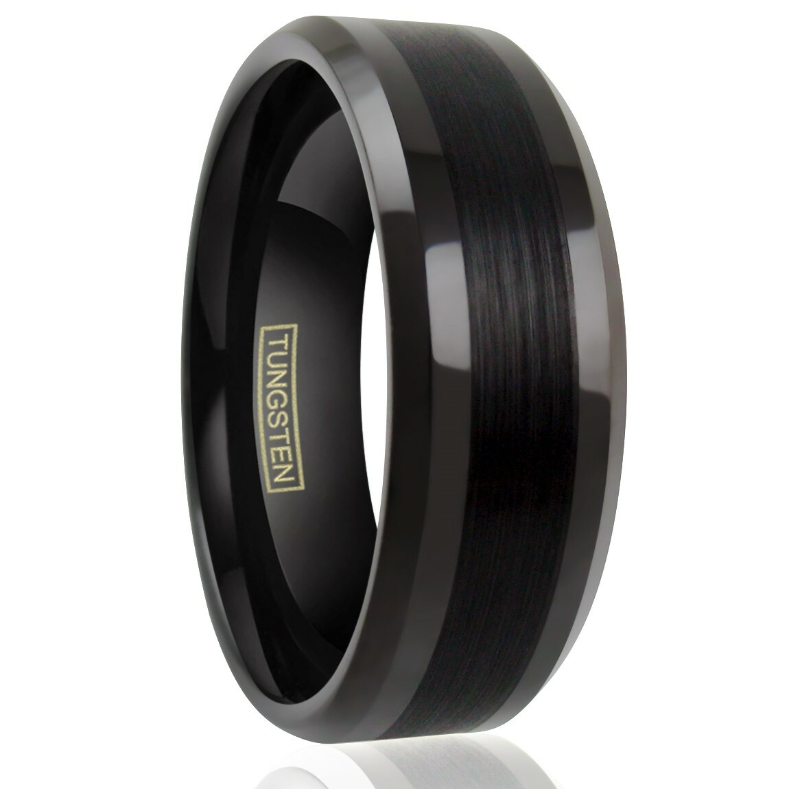 Black Tungsten Carbide Thin Brushed Wedding Band Ring - Engraving Avail.