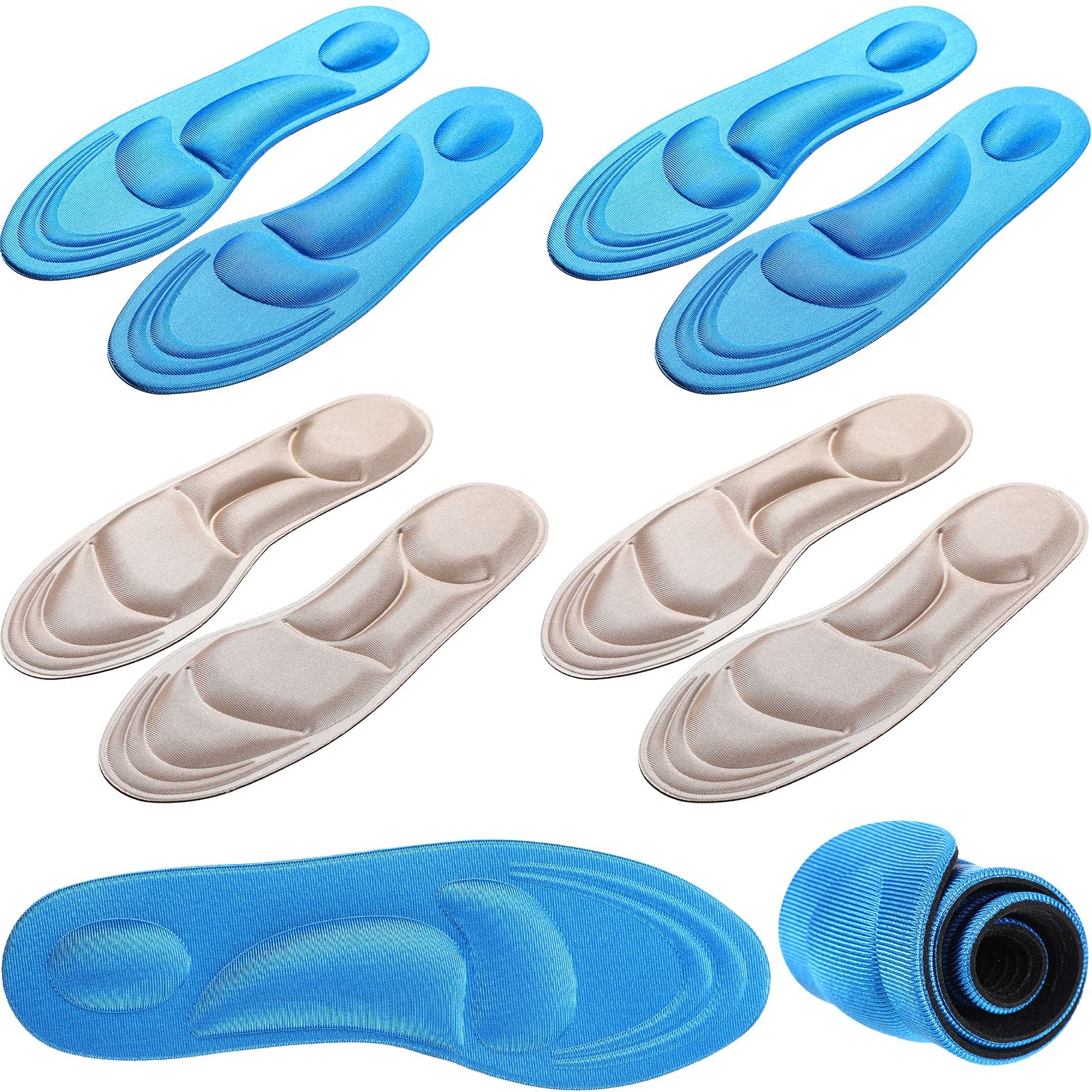 Jeere 4 Pairs Arch 26 x 8.5 x 1 cm/ 10.2 x 3.3 x 0.39 Inch, Beige, Blue