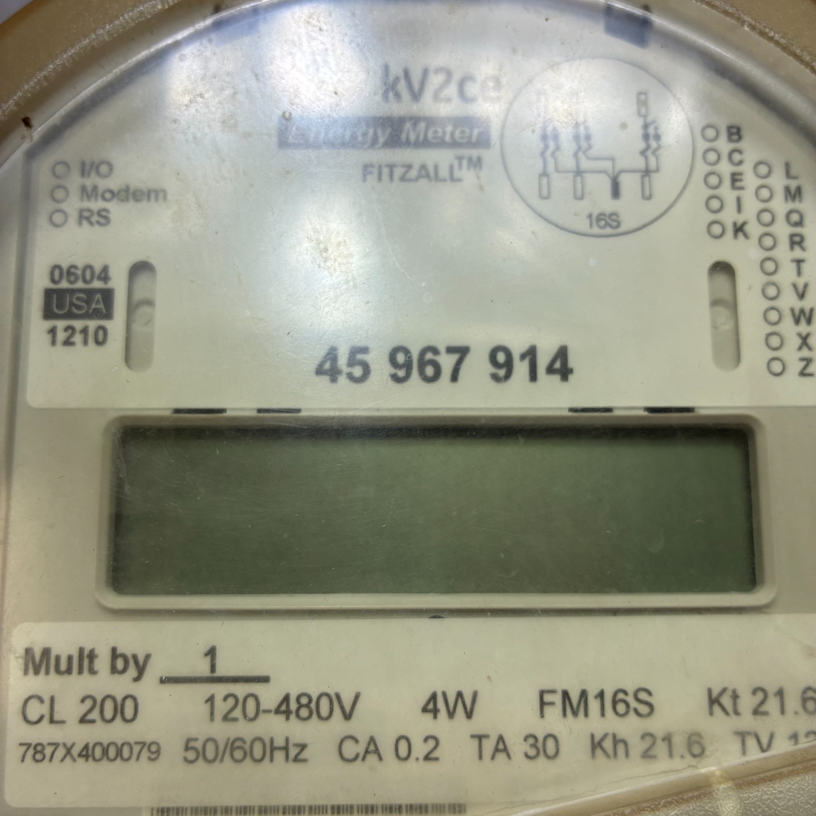 GE METER KV 45 967 914 MULTIFUNCTION ELECTRIC METER