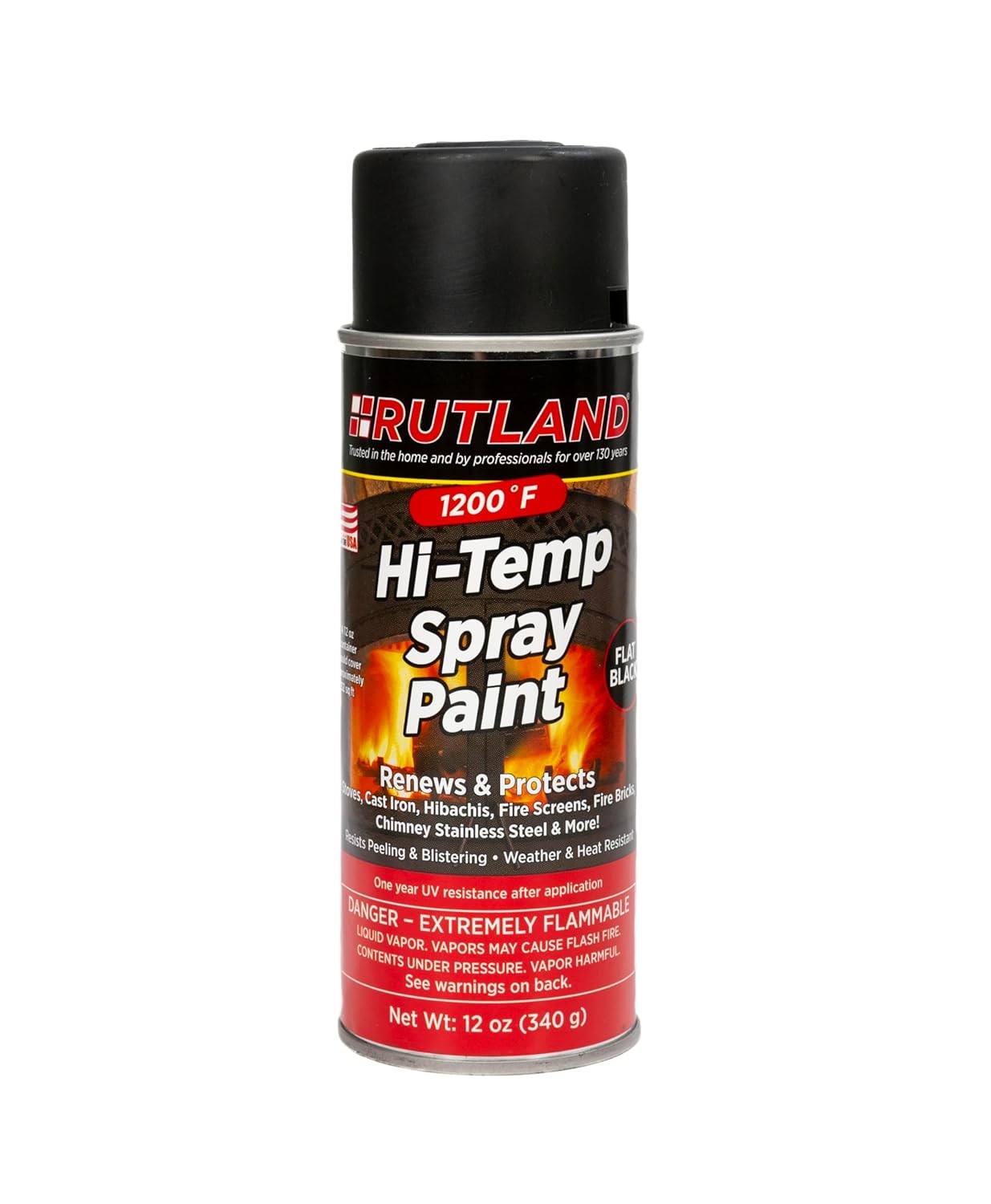 Hi-Temp Black Spray Paint 12 Fl Oz Rutland Products Hi-Temp High Temp Spray