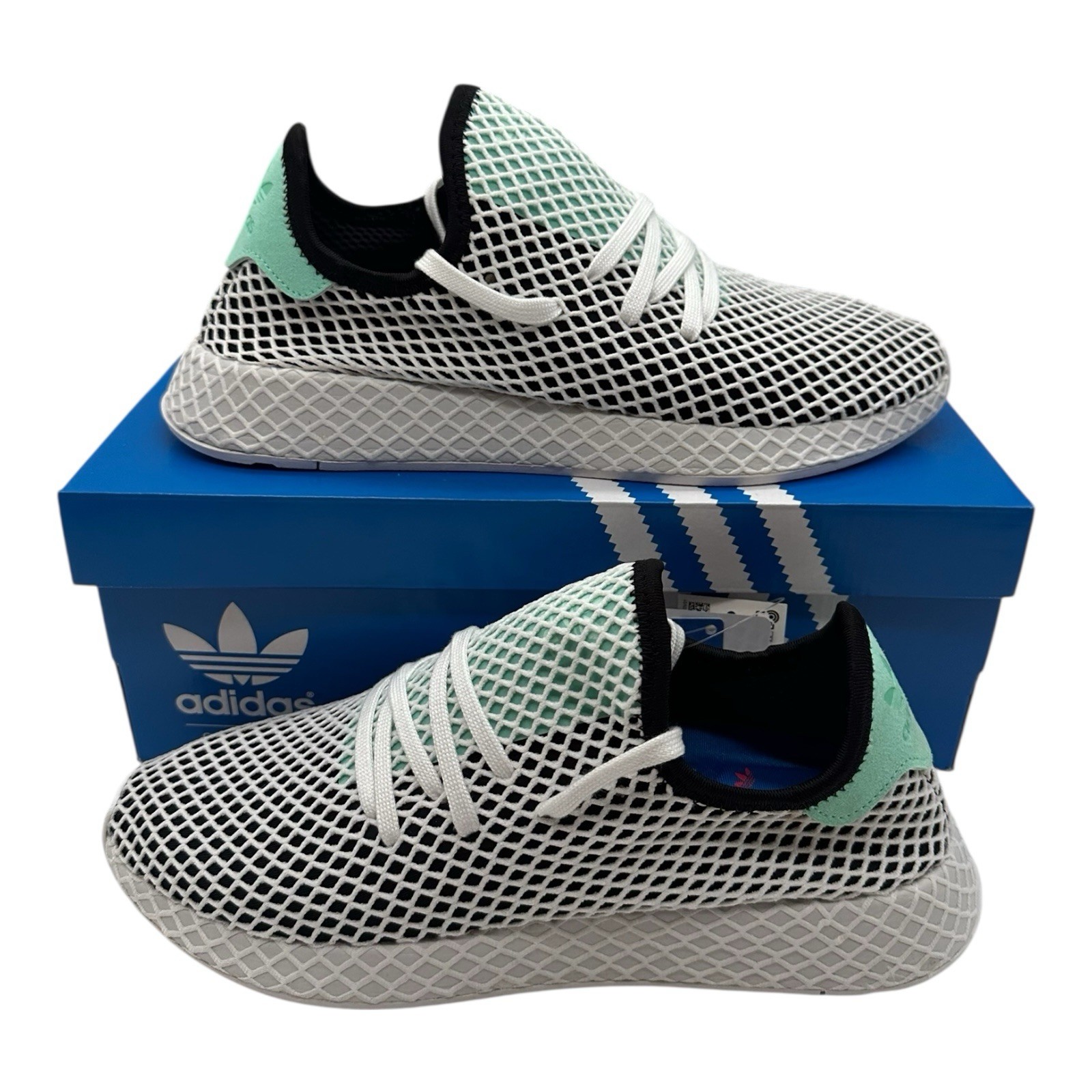 Adidas Deerupt Runner Running Shoes Men Sz 9 Black/Green/White Sneakers B28076