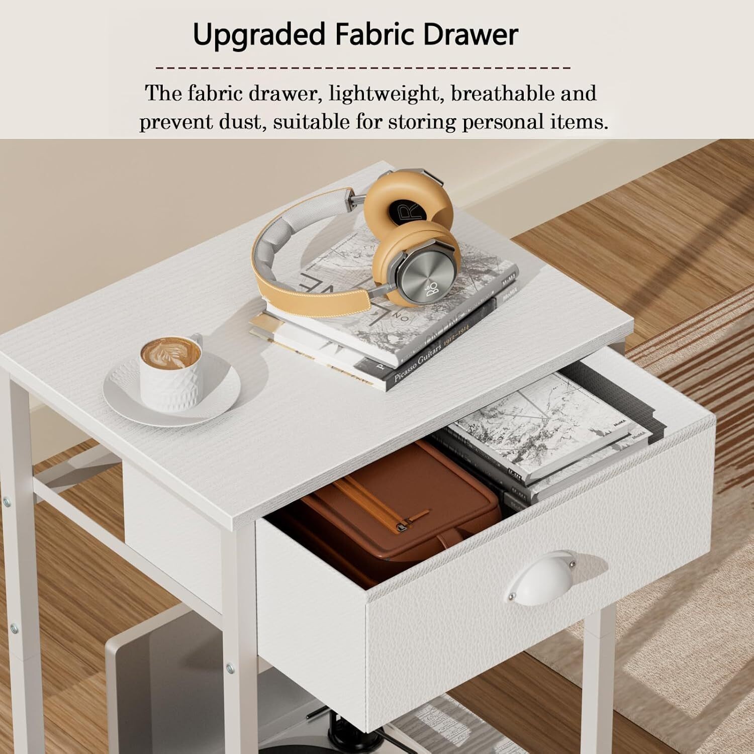 White Nightstands Set of 2 End Table Side Table Bedside Table for Small Spaces