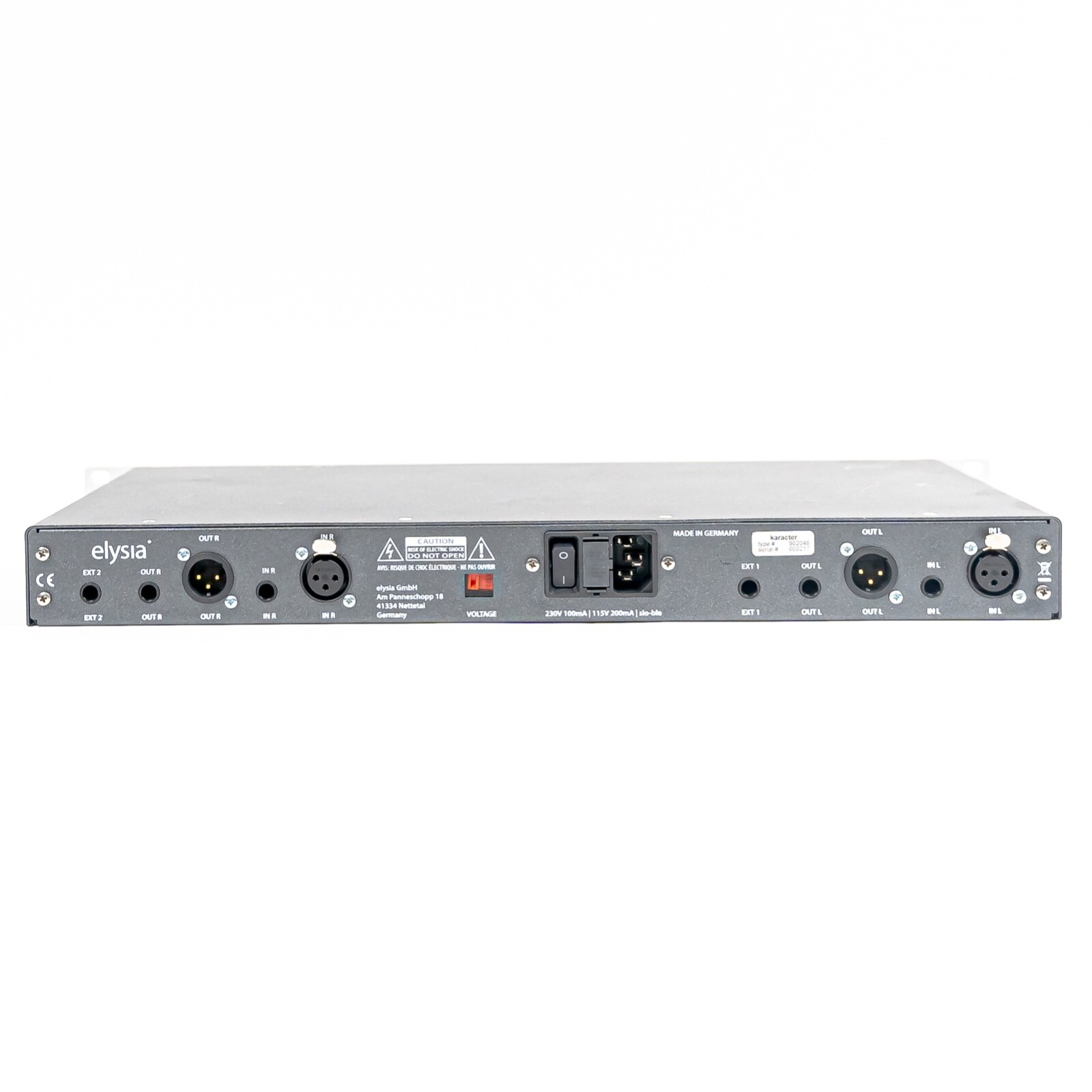 Elysia Karacter Stereo Saturator – Discrete Class A 1U Rack Unit