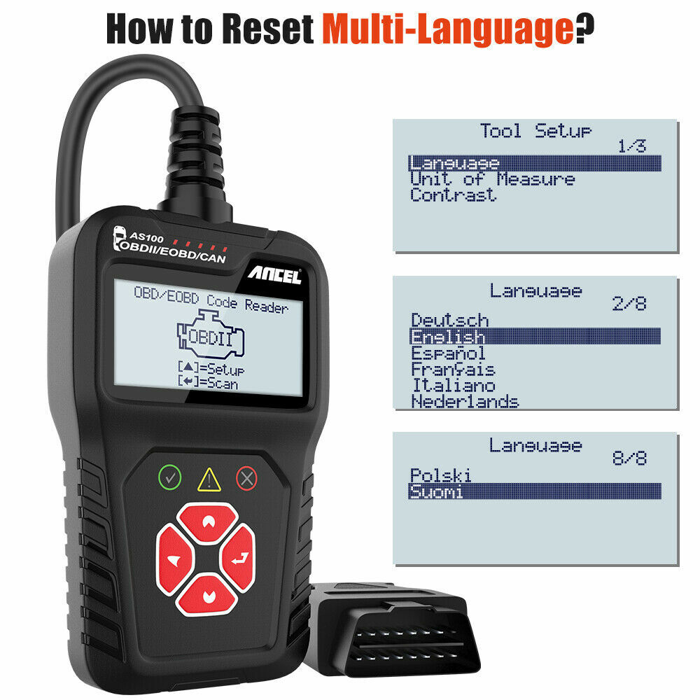 Automotive Scanner OBD2 Code Reader Engine Warning Light Reset Diagnostic Tool