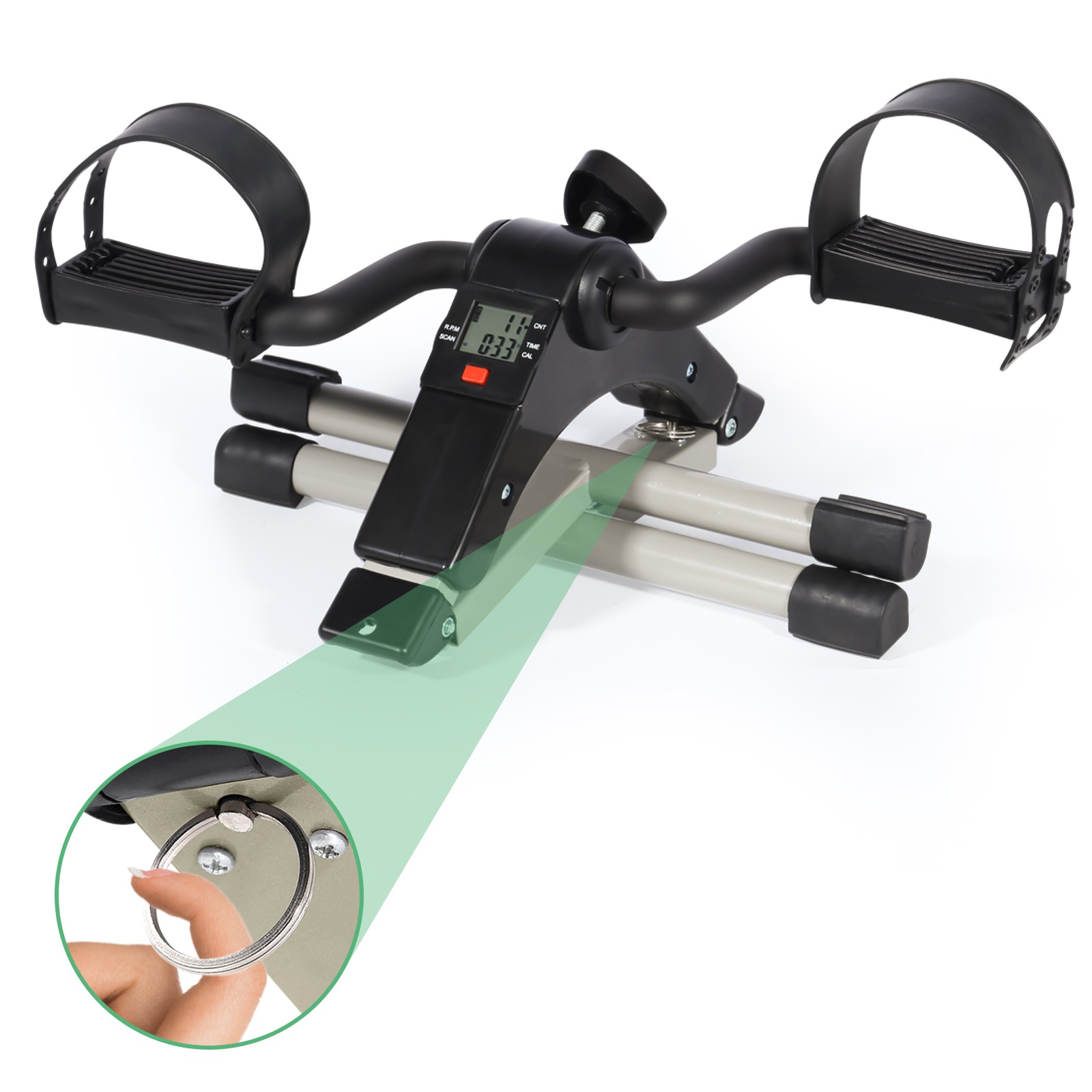 Himaly Foldable Pedal Exerciser Mini Arm Leg Exercise Bike w/ LCD Screen Display