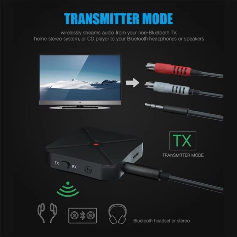 2in1 Bluetooth Transmitter Receiver Wireless Adapter TV Home Stereo A2DP Audio