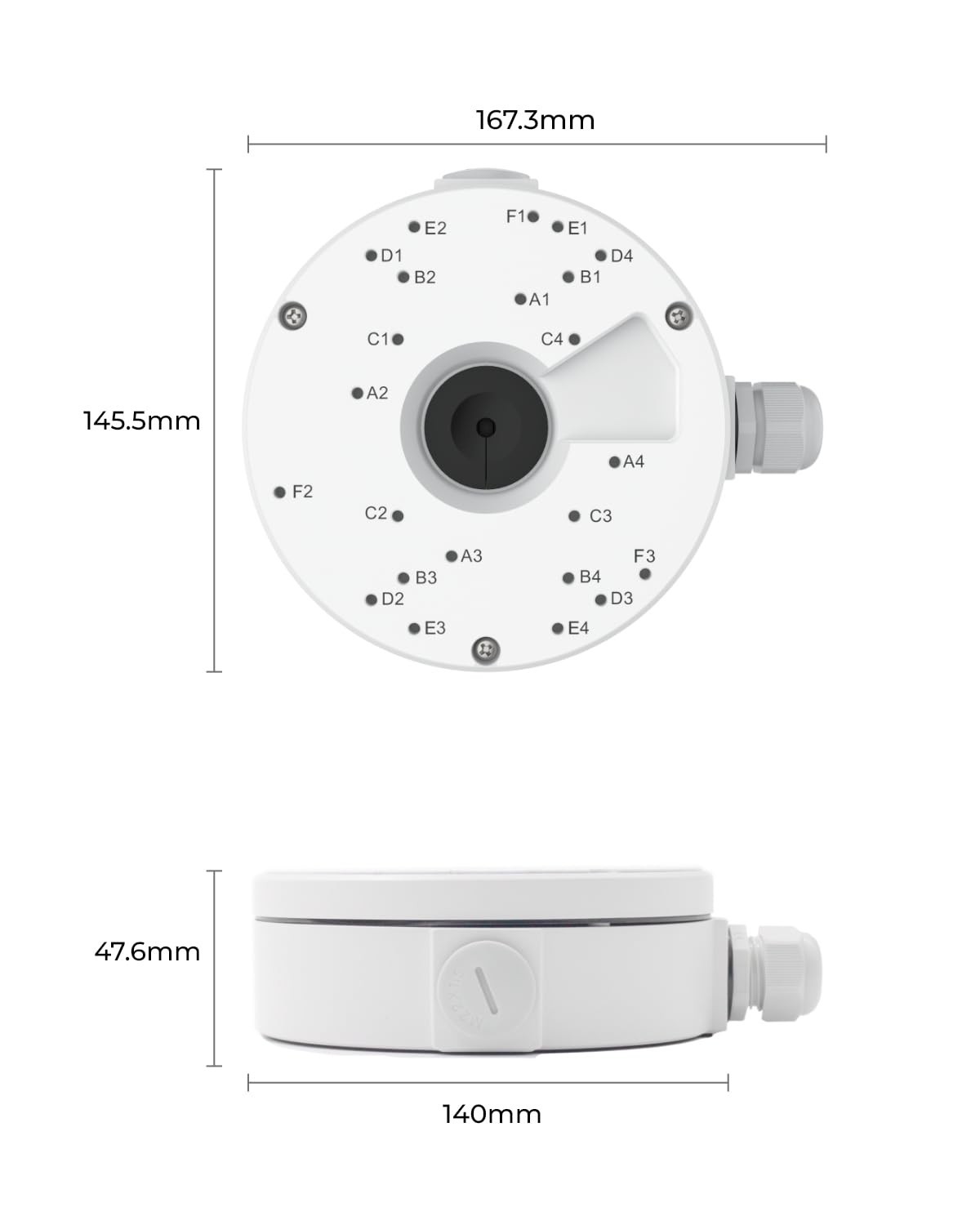 Universal Junction Box for Dome Cameras, Easy Setup with Pre-Drilled Holes
