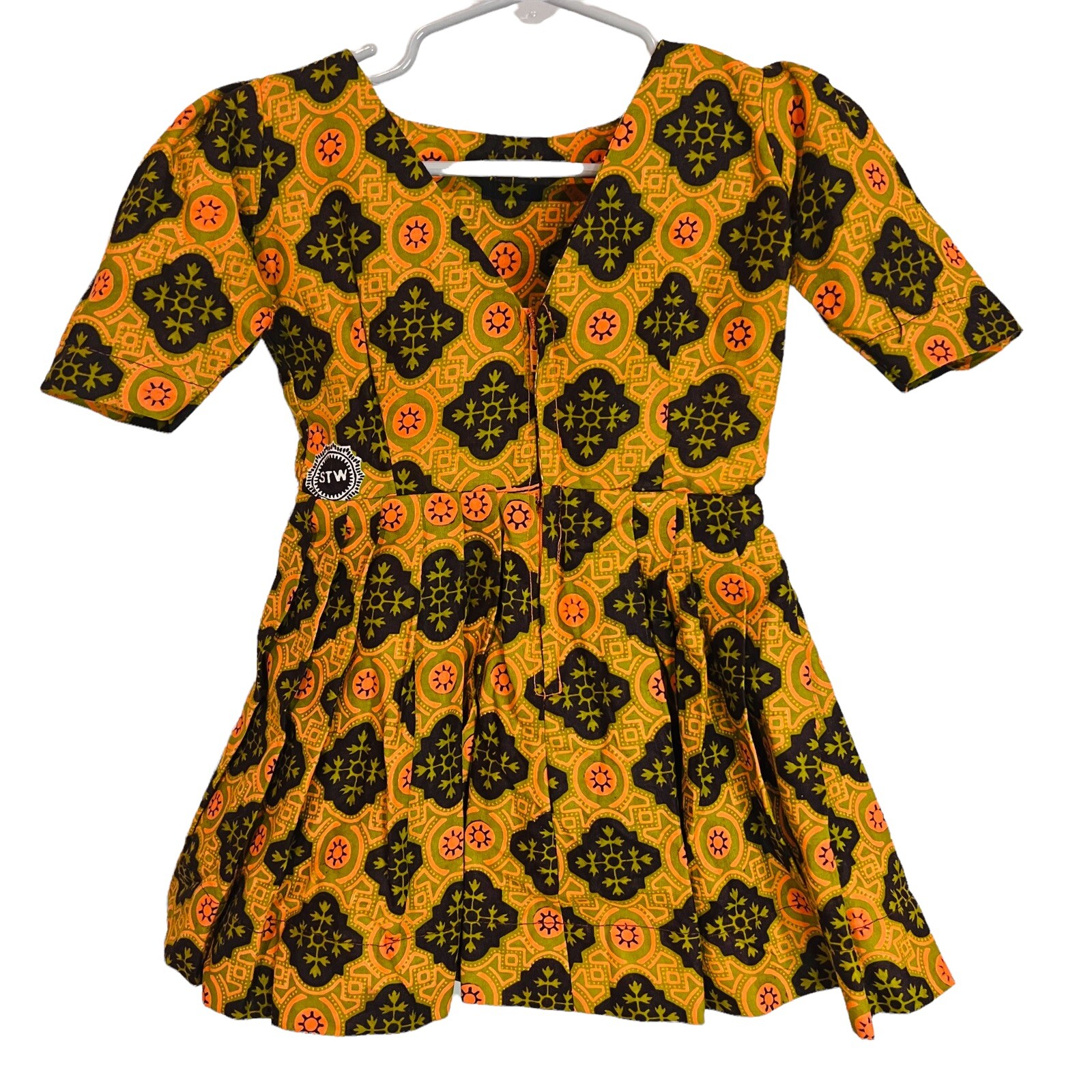 Burnt Orange Infant Girl African Print Dress