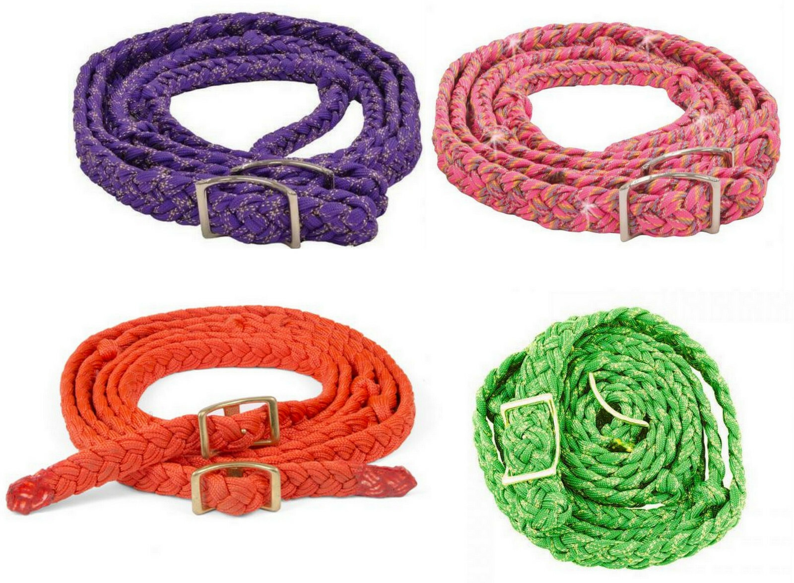 Western Barrel Horse 8' Para Cord Knotted Nylon Contest Reins Rein in COLORS !