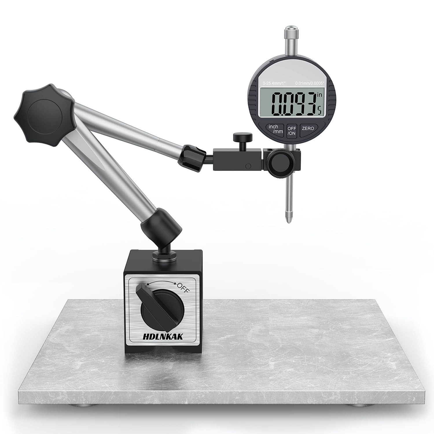 HDLNKAK Electronic Digital Dial Indicator Gauge and 176lbs/80kg Magnetic Base