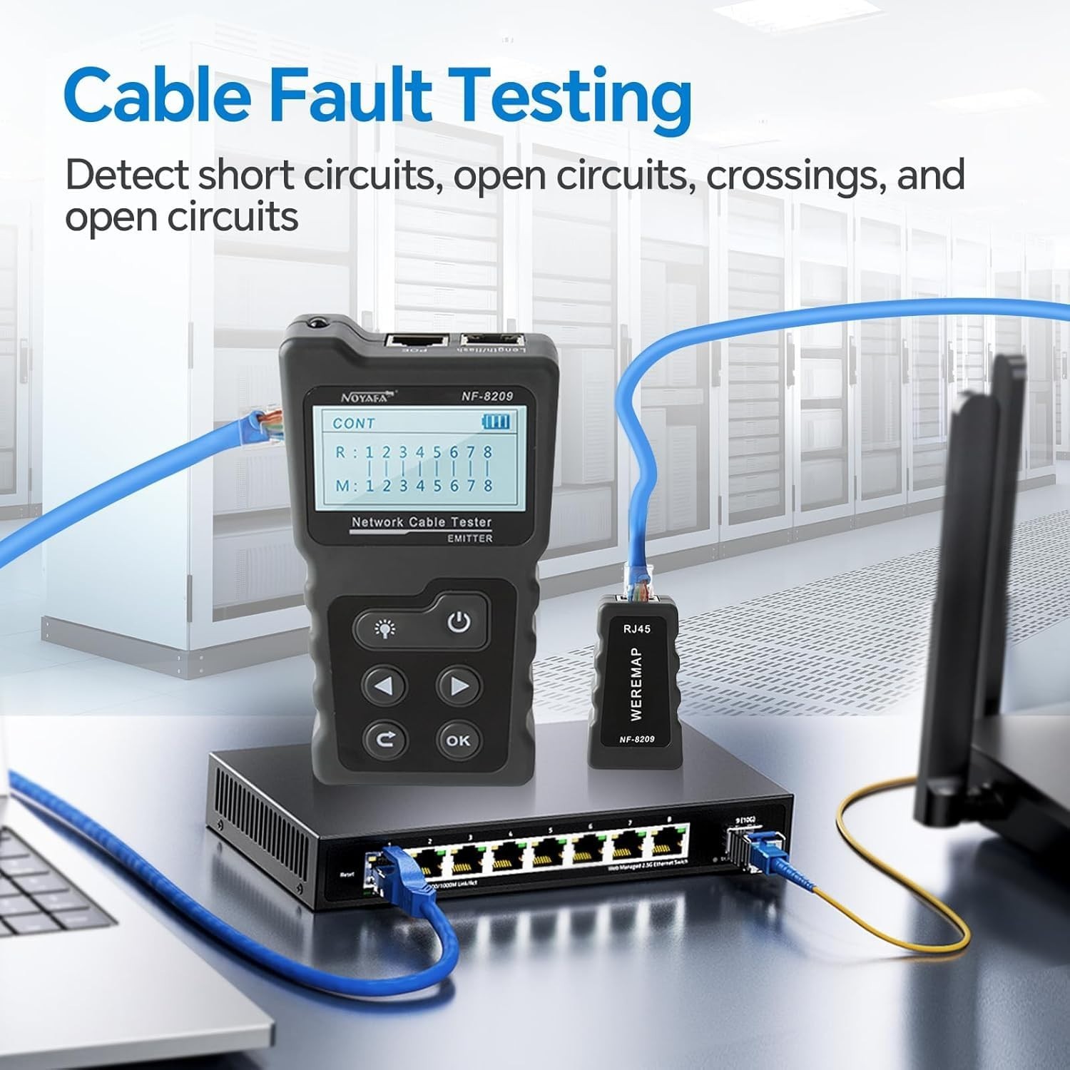 Network Cable Tester with POE NCV RJ45 Length & Continuity Check