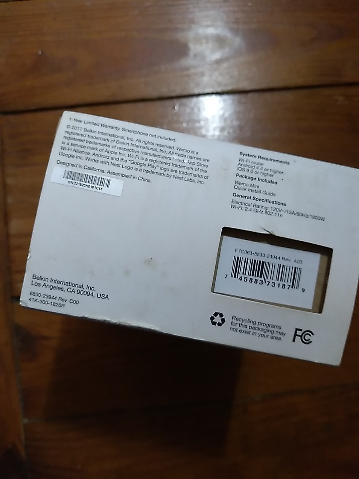 WeMo WiFi Enabled Mini Smart Plug - White - Works W/Nest Alexa Google