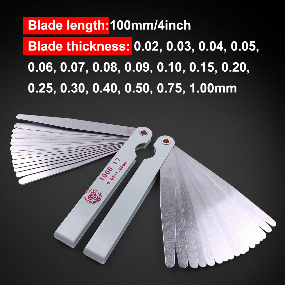 2pcs Stainless 0.02mm to 1mm Thickness Gap Metric Filler Feeler Measuring Gauge