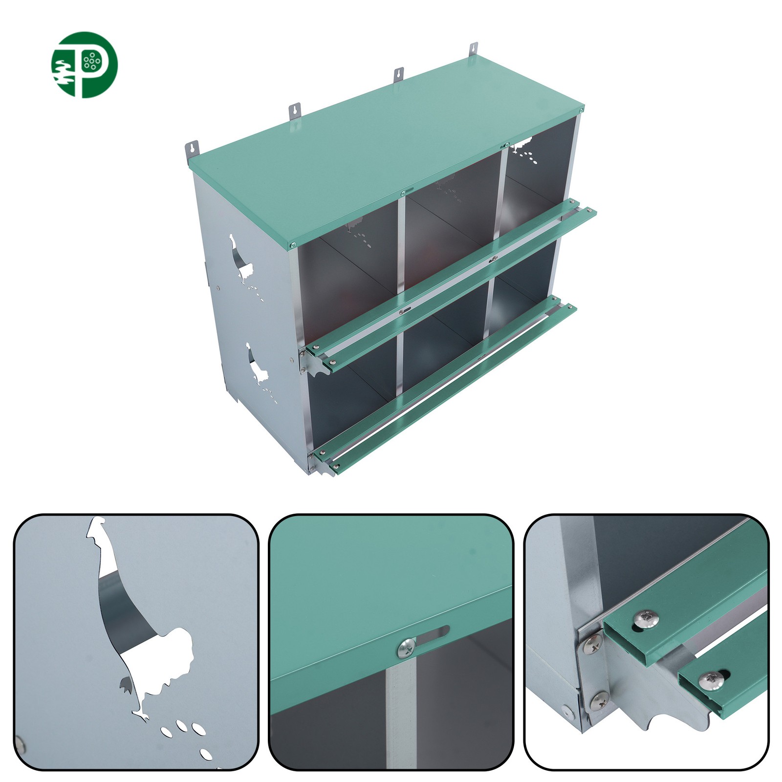 6 Compartment Poultry Nest Box Wall Mount For Hens Metal Chicken Nesting Boxes