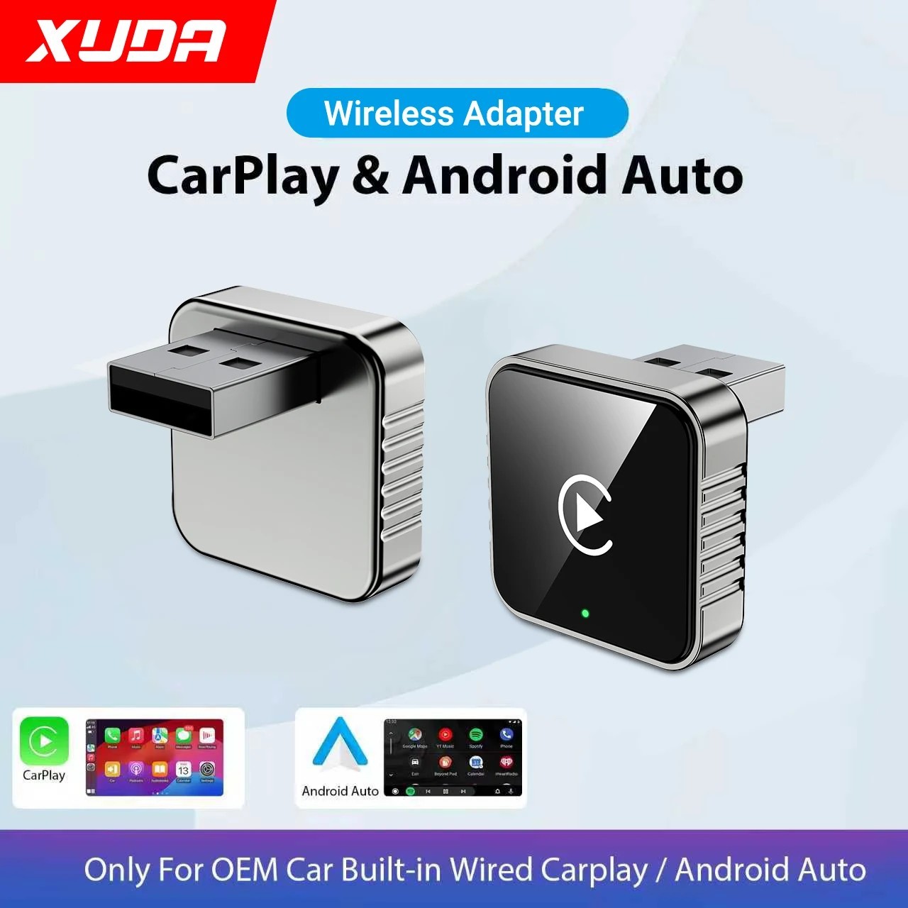 USB Auto Wireless CarPlay Adapter iphone,  Android Wireless Dongle Plug ＆ Play