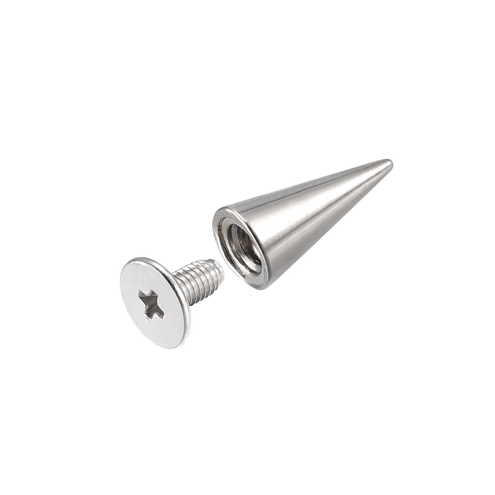 6x12mm Screw Back Rivets, 20 Set Solid Leather Studs Silver Tone