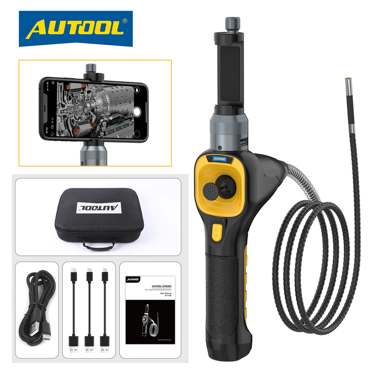 Articulating Borescope Inspection Camera 360° Joystick Endoscope For iOS Android