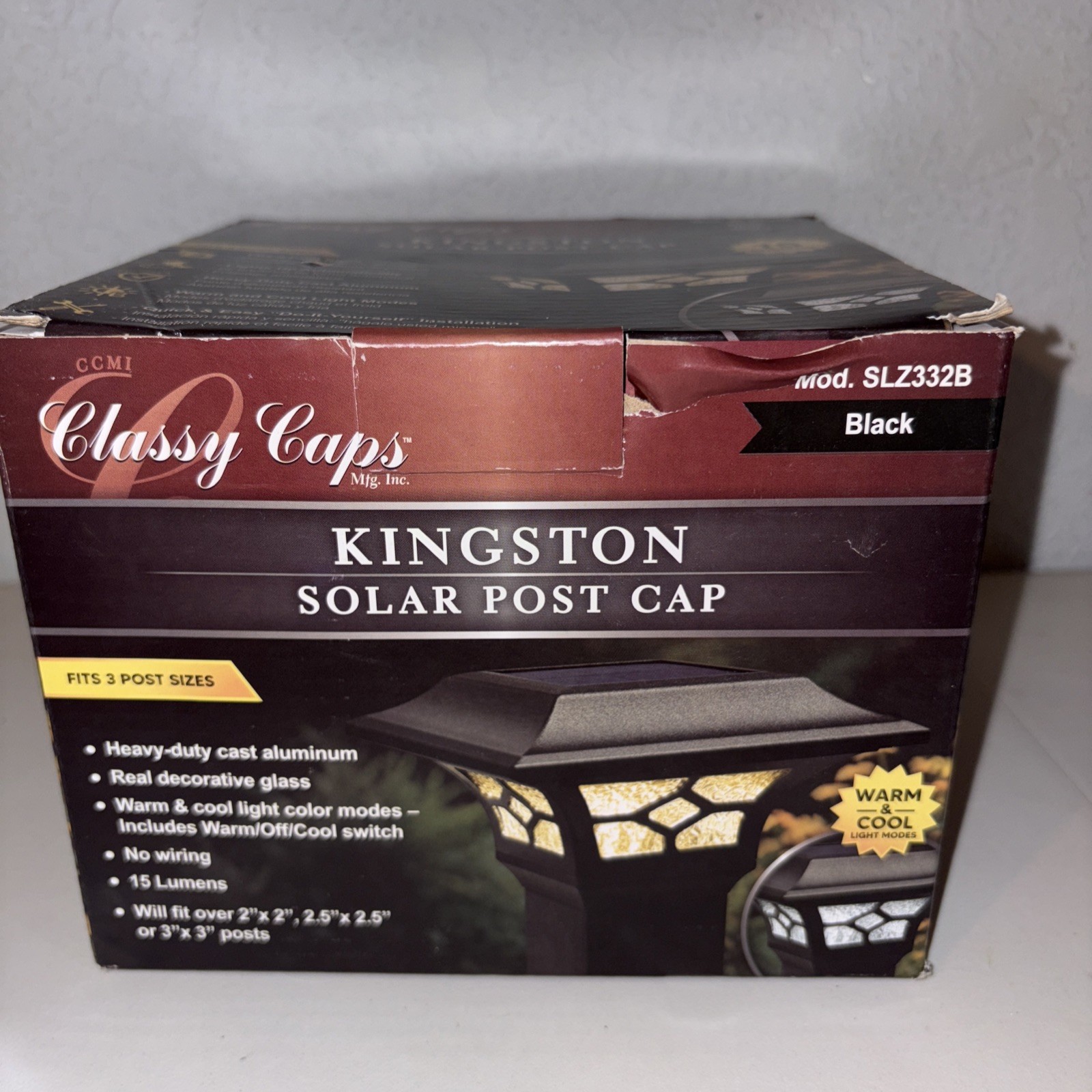 Classy Caps Kingston Solar Post Cap,- Fits 2" x 2", 2.5" x and 3" Black