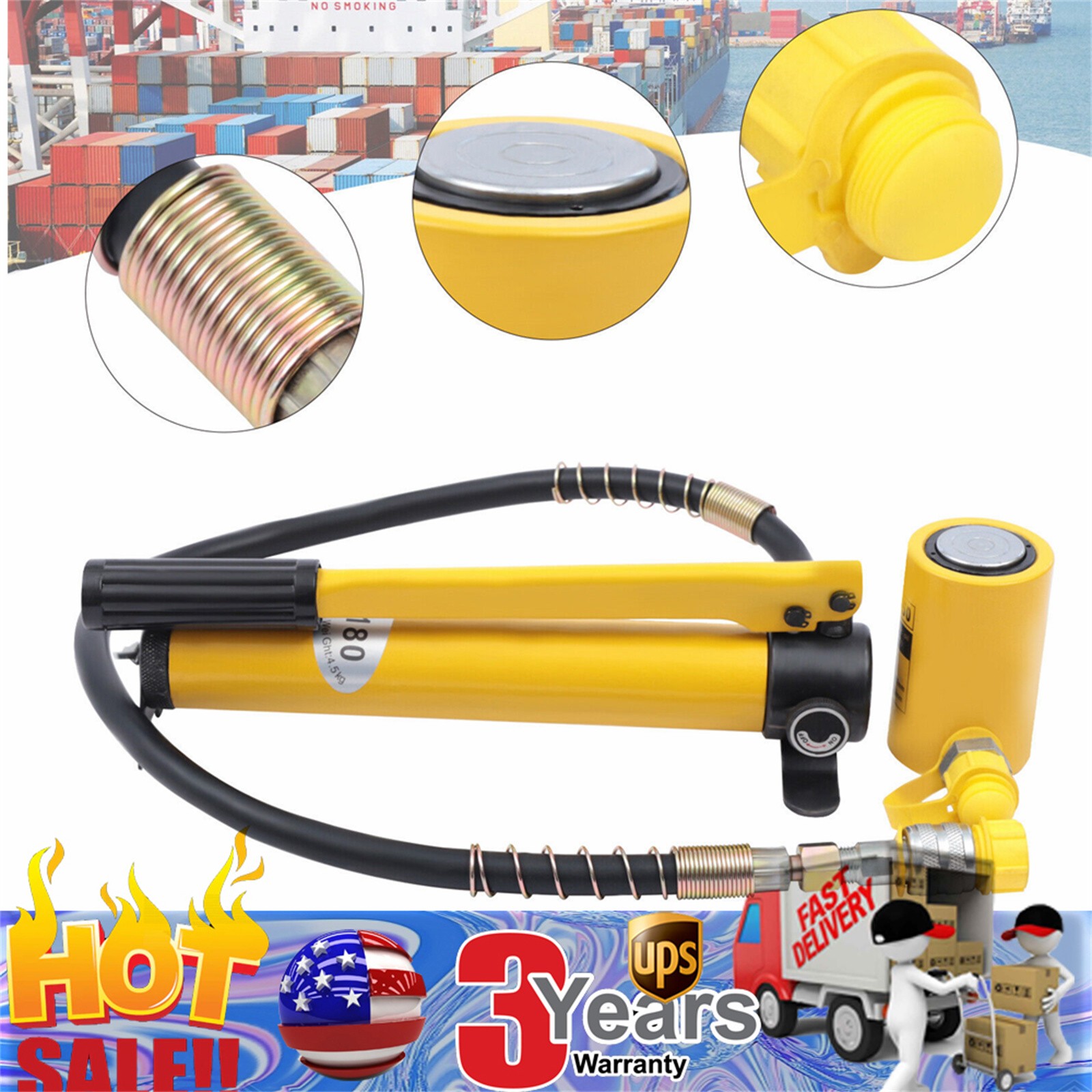 10 Ton Hydraulic Porta Power Jack Air Pump Lift Ram Body Frame Repair Kits Heavy
