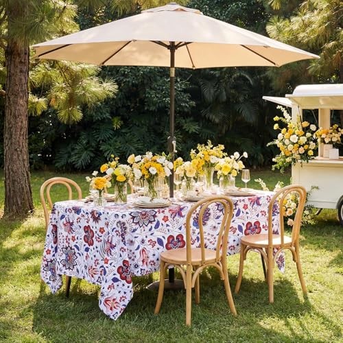 Rectangle Outdoor Tablecloth with 84" x 60" (Rectangular) Gorgeous Flowers