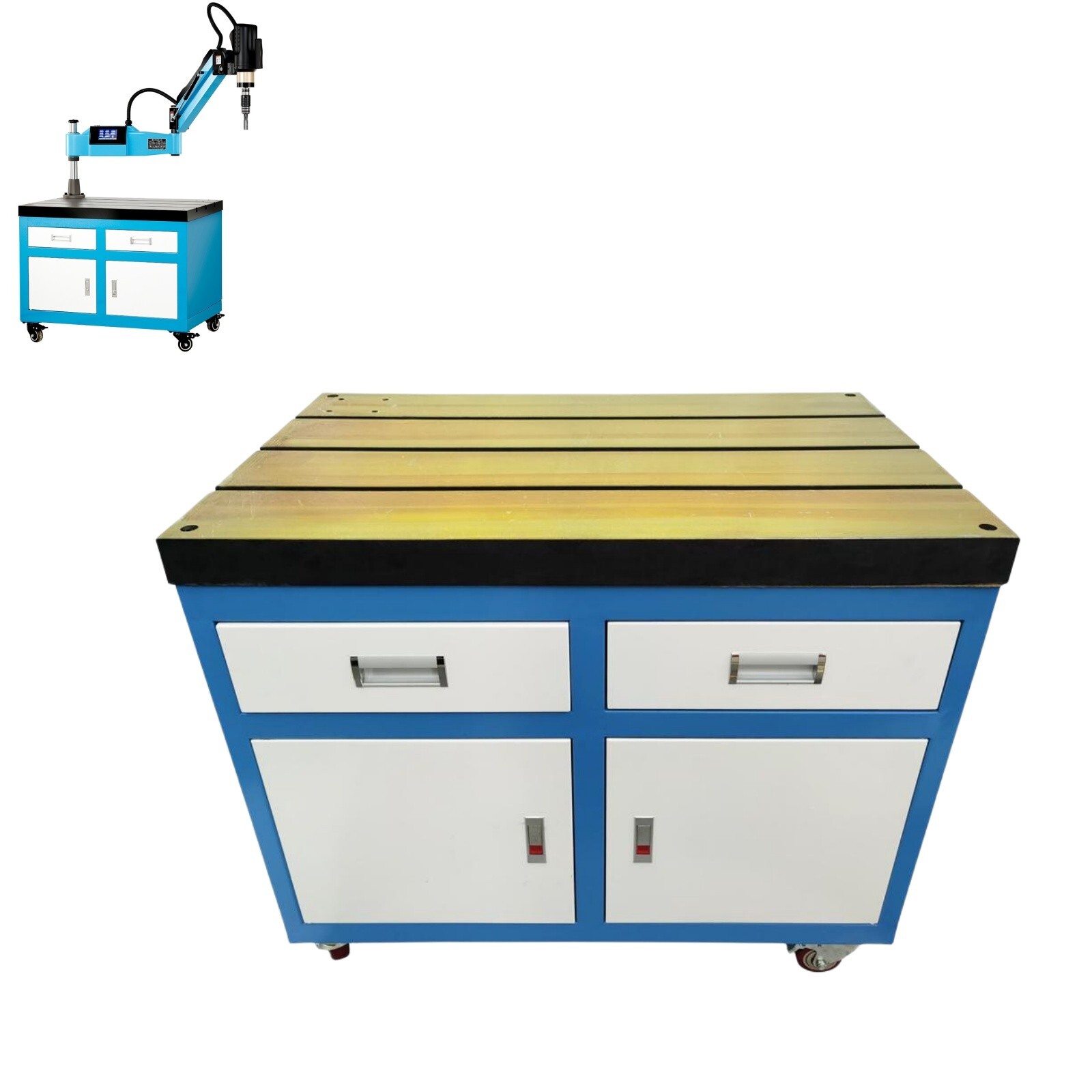 35.4"*23.6" Movable T-slot Worktable Platform with Drawers for Tapping Machine