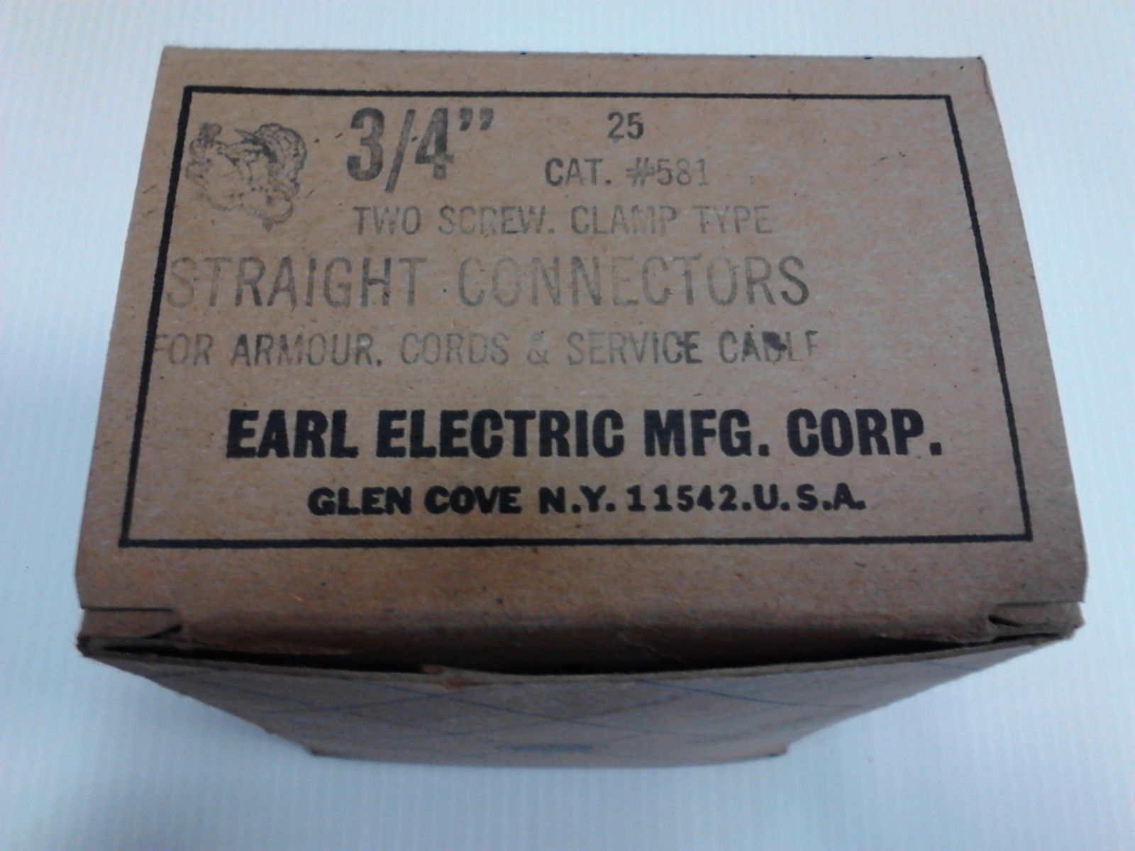 (25) 3/4" STRAIGHT CONNECTORS CAT#581 FOR ARMOUR & SERVICE CABLE- Made in USA.