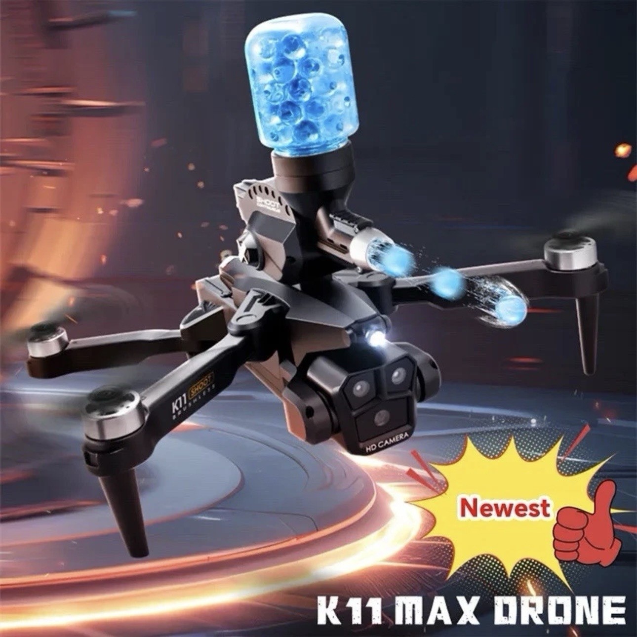 K11 Max GPS Drone 3 HD Cameras Water Bomb Launcher Foldable RC Quadcopter
