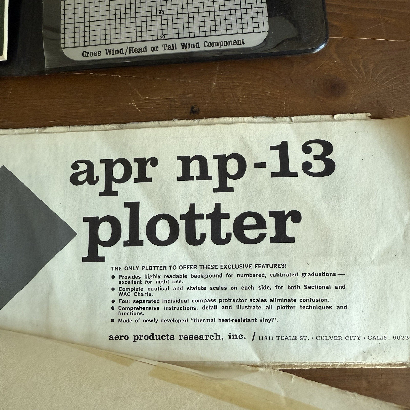 Vtg Aero Products Research E6-B Flight Computer w/Manual APR np-13 Plotter