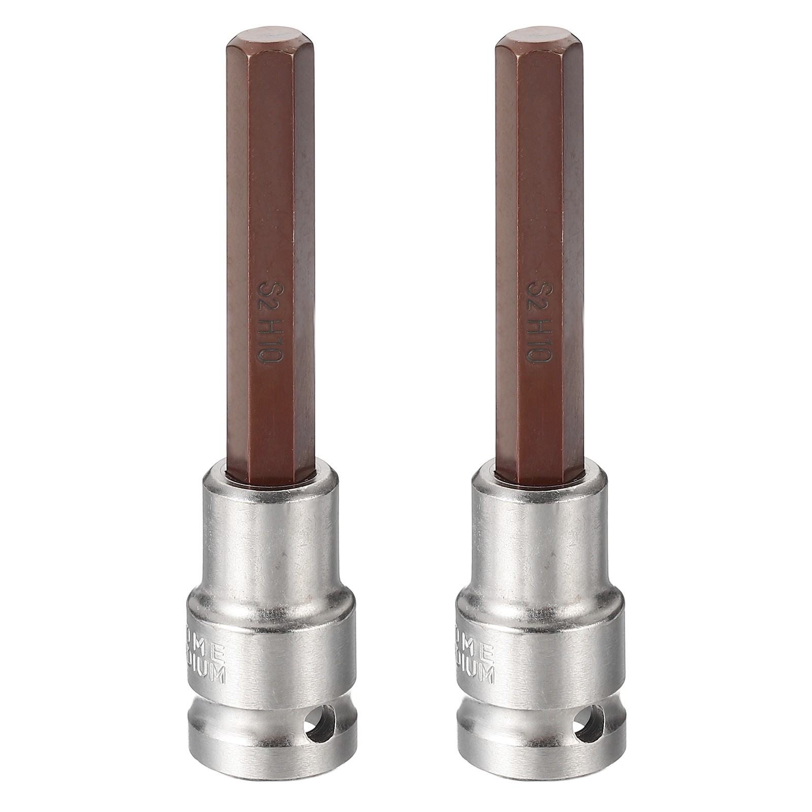 2Pcs Hex Bit Socket H10 1/2" Drive 4" Length S2 Steel Long Bit CR-V Socket